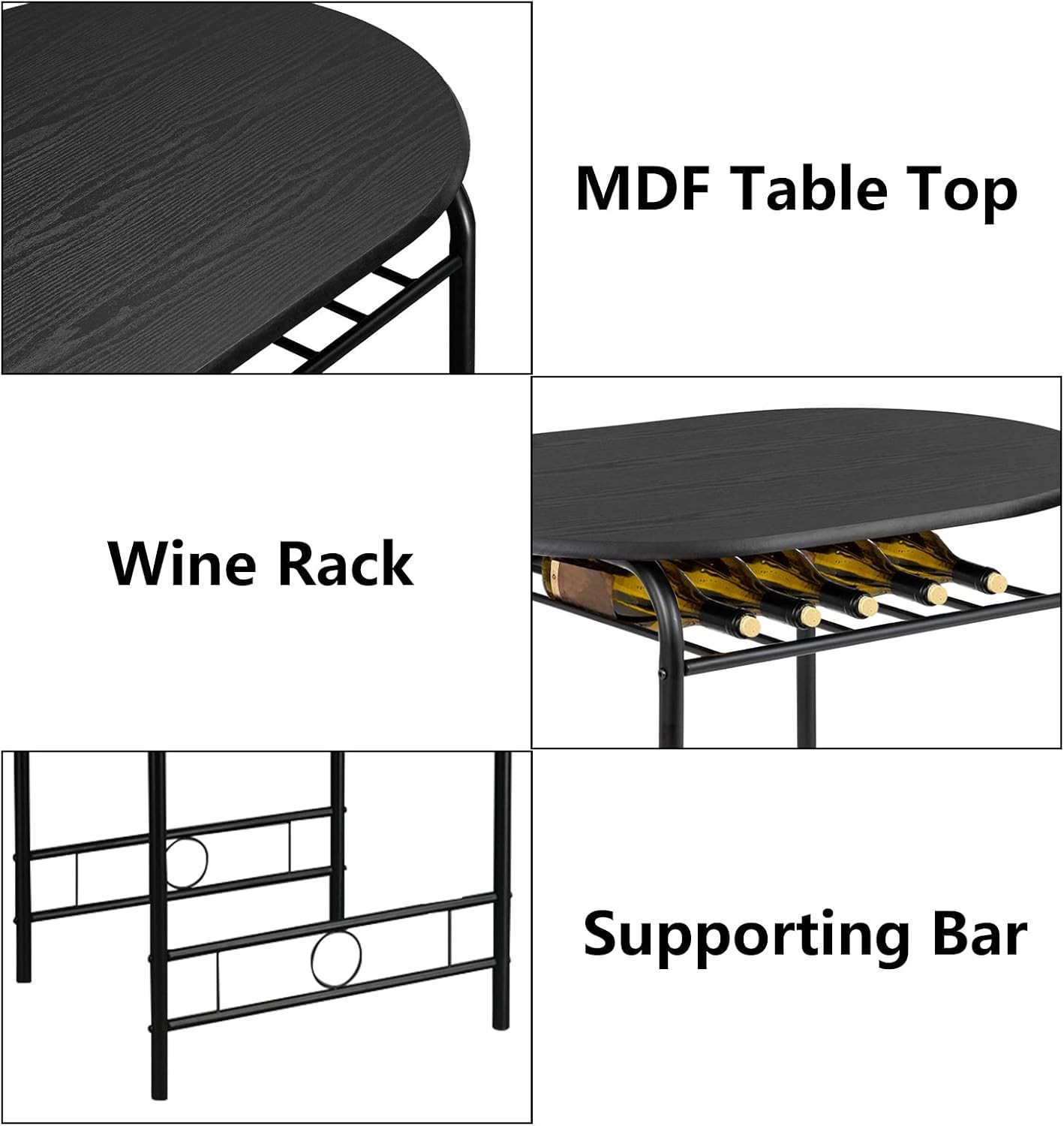 3 Piece Dining Set Small Kitchen Table Set for 2 Breakfast Table Set