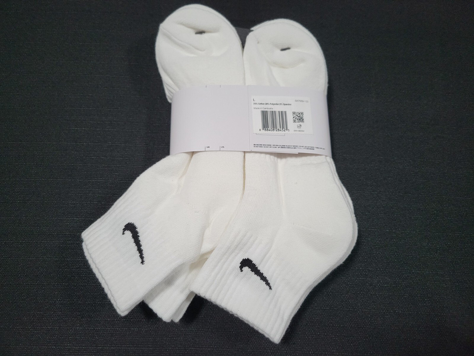 Nike Mens Everyday Ankle Cut -Cotton White Socks Pairs 6 Prs DRI-FIT SZ 8-12
