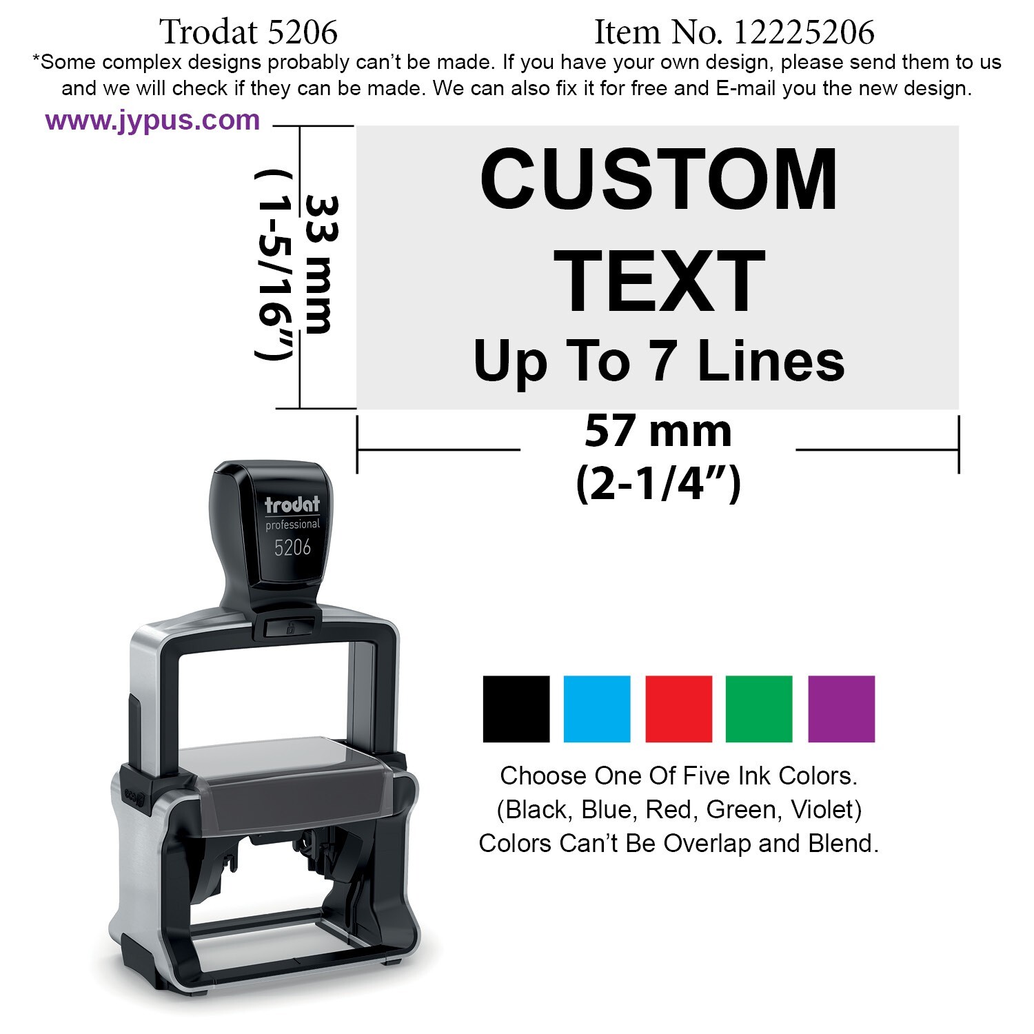 Trodat 5206  Rubber Self Inking Stamp with 7 Lines Customization Text