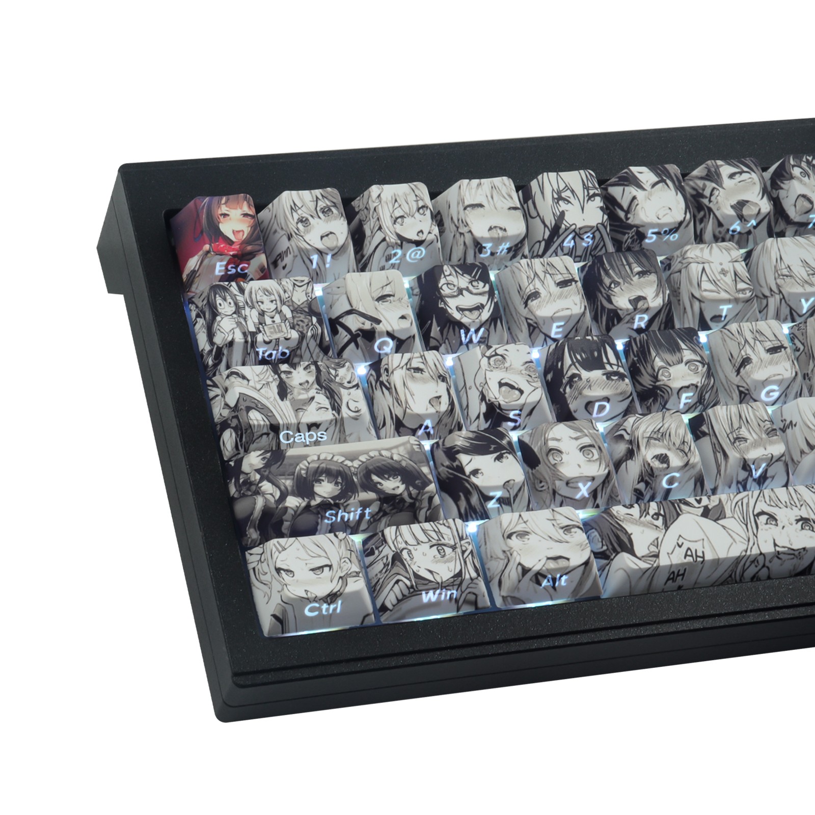 Cute Girls Side Print Shine Through Glorious Ahegao Waifu Manga Keycap Set