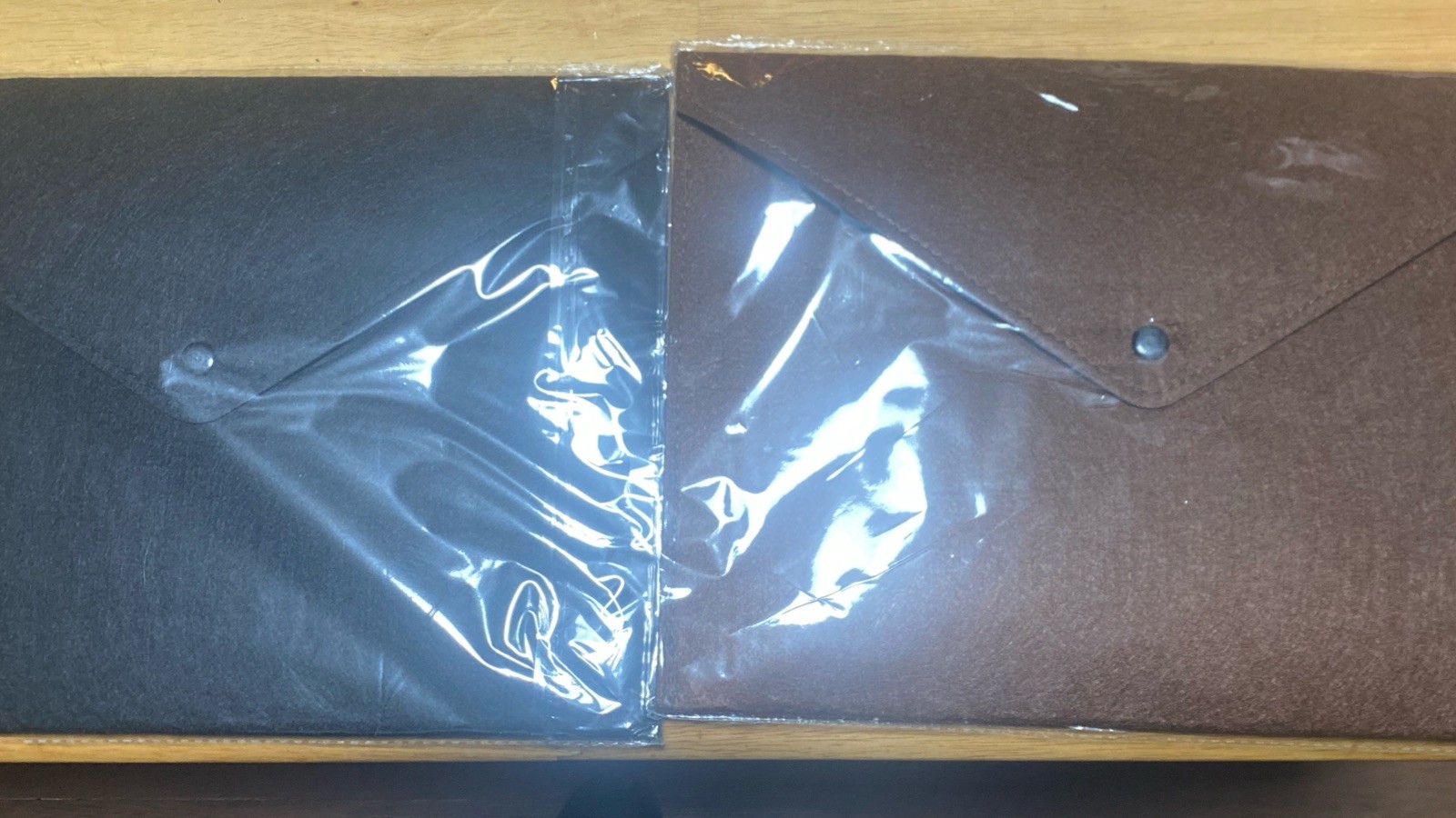 2Pcs Felt File Folders, Folder File Document with Button(Dark Brown/Black)