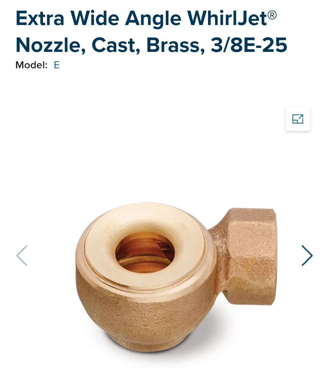 Extra Wide Angle WhirlJet® Nozzle, Cast, Brass, 3/8E-25