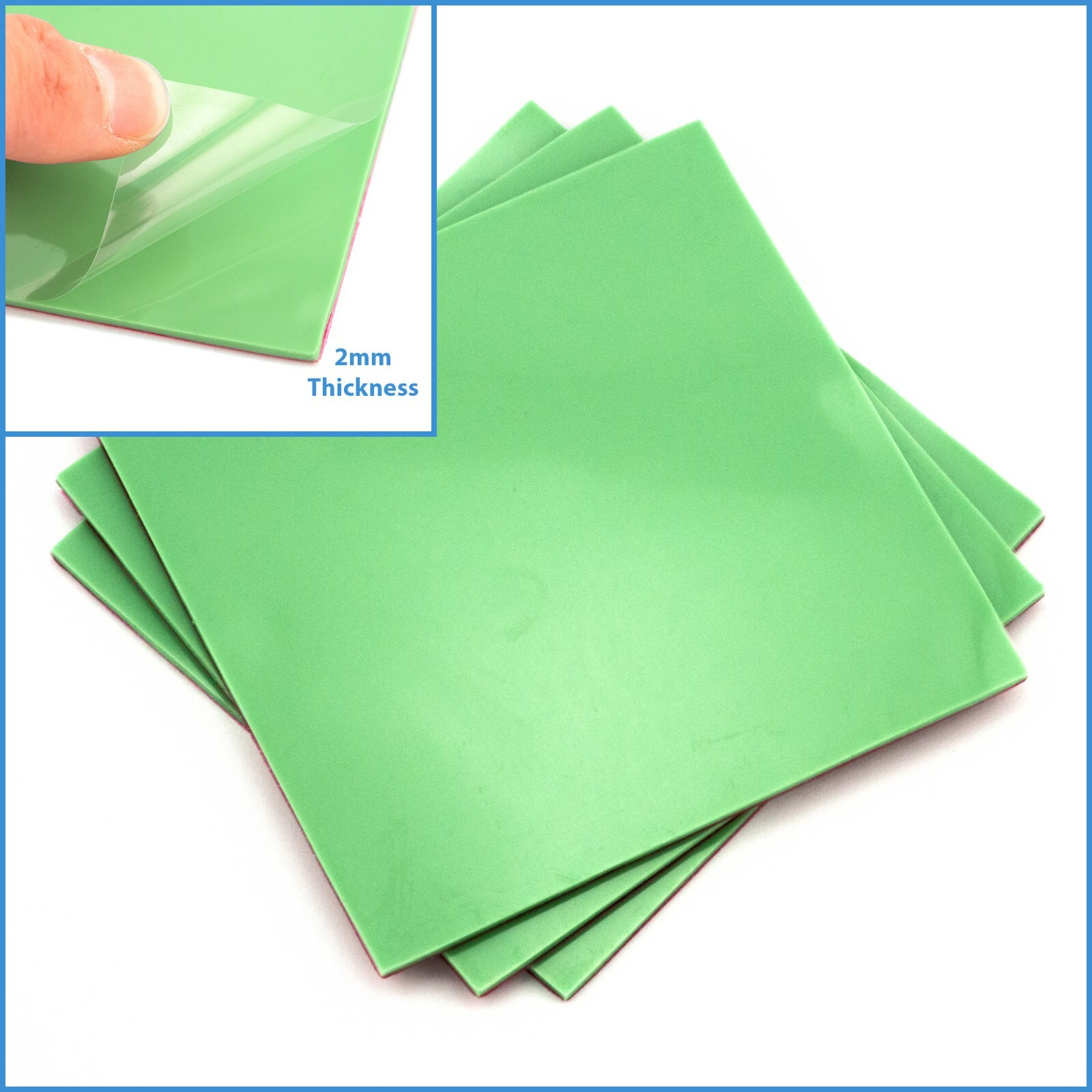 1pc Green 100mm x 100x 2mm Silicone Thermal Pad Sheet CPU Memory Board Heatsink