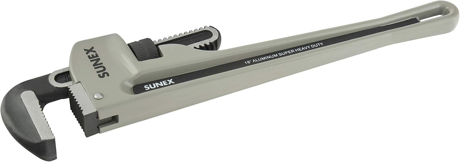 Sunex 18-in Heavy Duty Aluminum Pipe Wrench 2-in Pipe Capacity Hardened Jaws New