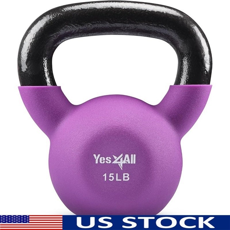 Cast Iron Neoprene Kettlebell Solid Weight Set W/ Ergonomic Handle Home Fitness