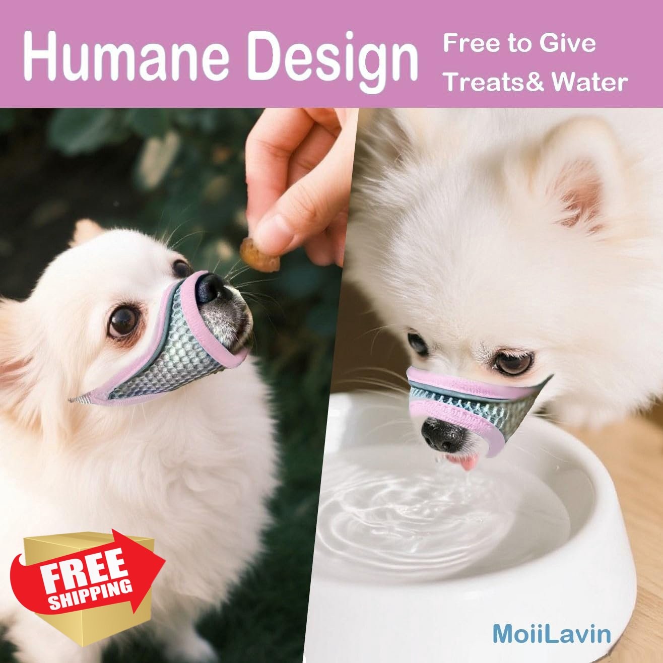 XXS Crystal Pink Dog Muzzle Soft Mesh Small Dogs Short Snout