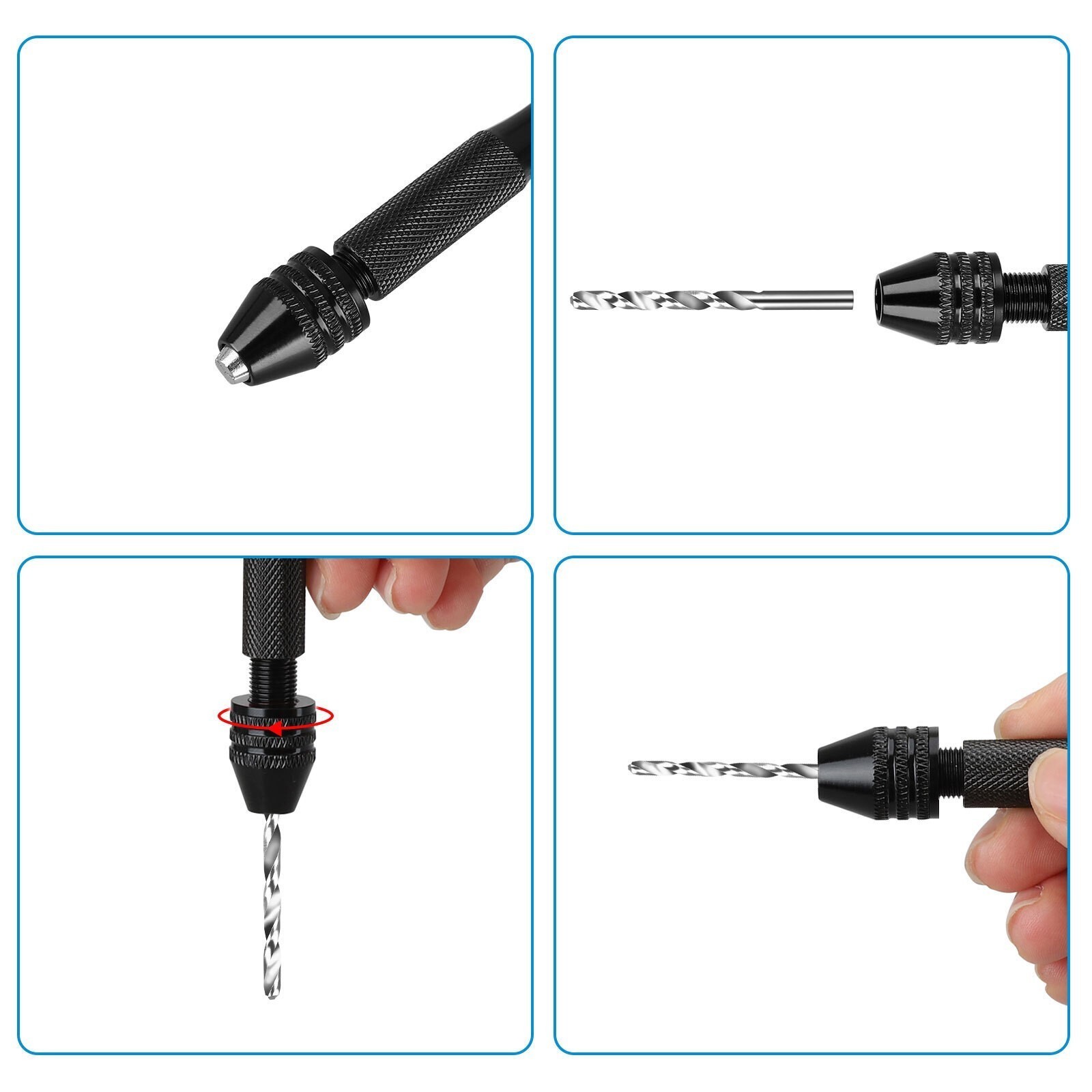 31PCS Precision Pin Vise Hobby Micro Drill Bits Mini Micro Hand Rotary Tools Set