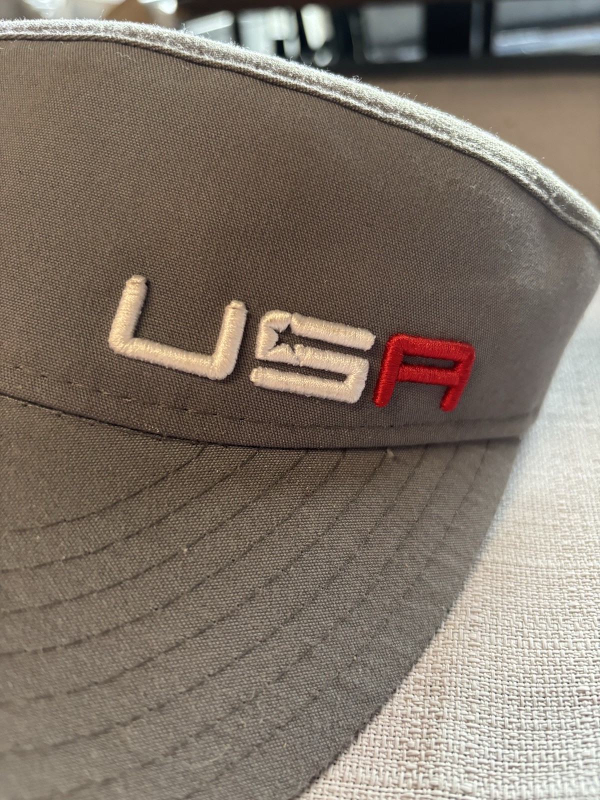 New Era Golf Visor USA Logo Embroidered Solid Gray Adjustable Unisex
