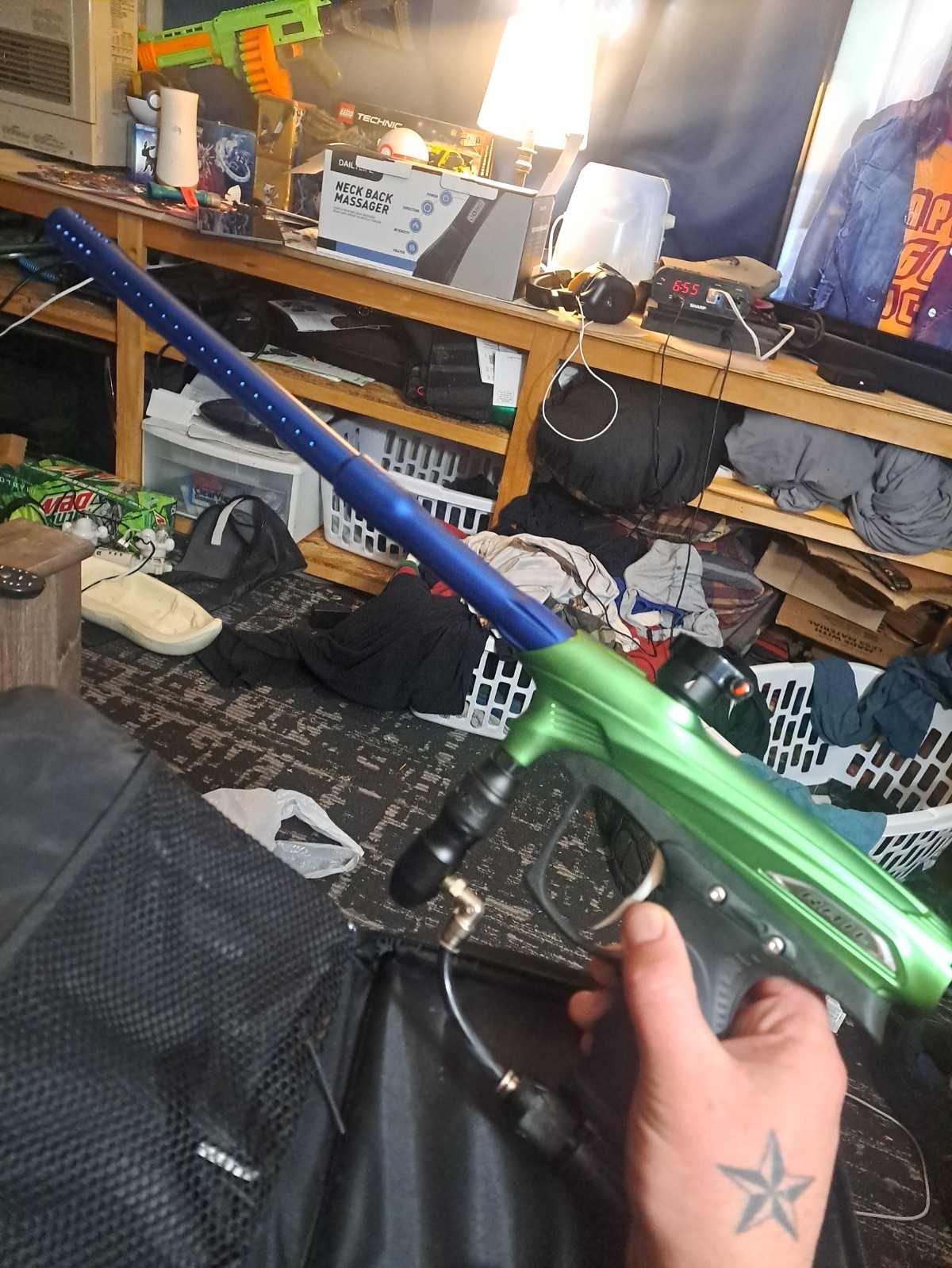 paint ball gun lookin for cash or pokemon cards i do have a halo hopper and pods