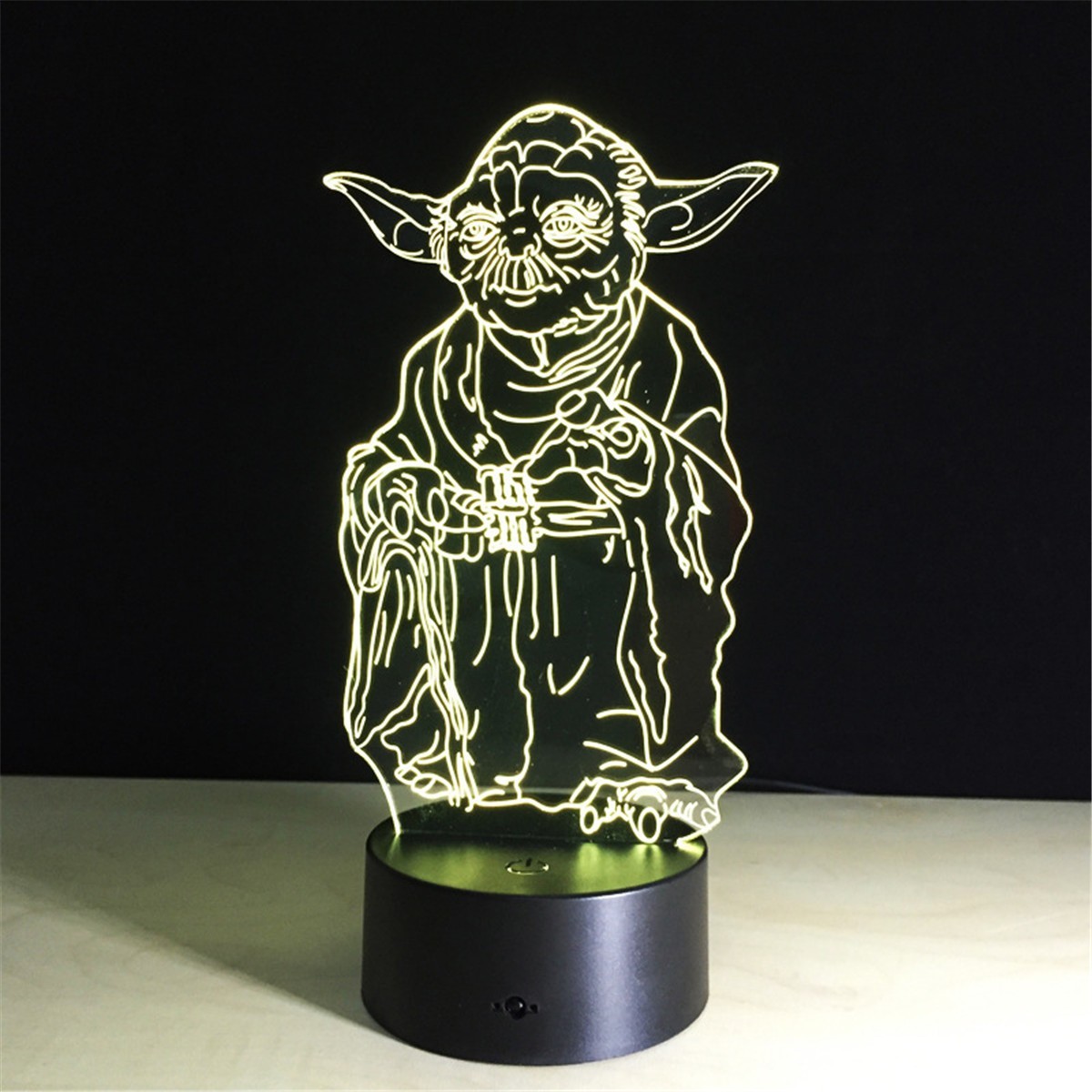 Master Yoda 3D Illusion Night Light 7 Colors Change Touch Lamp for Bedroom
