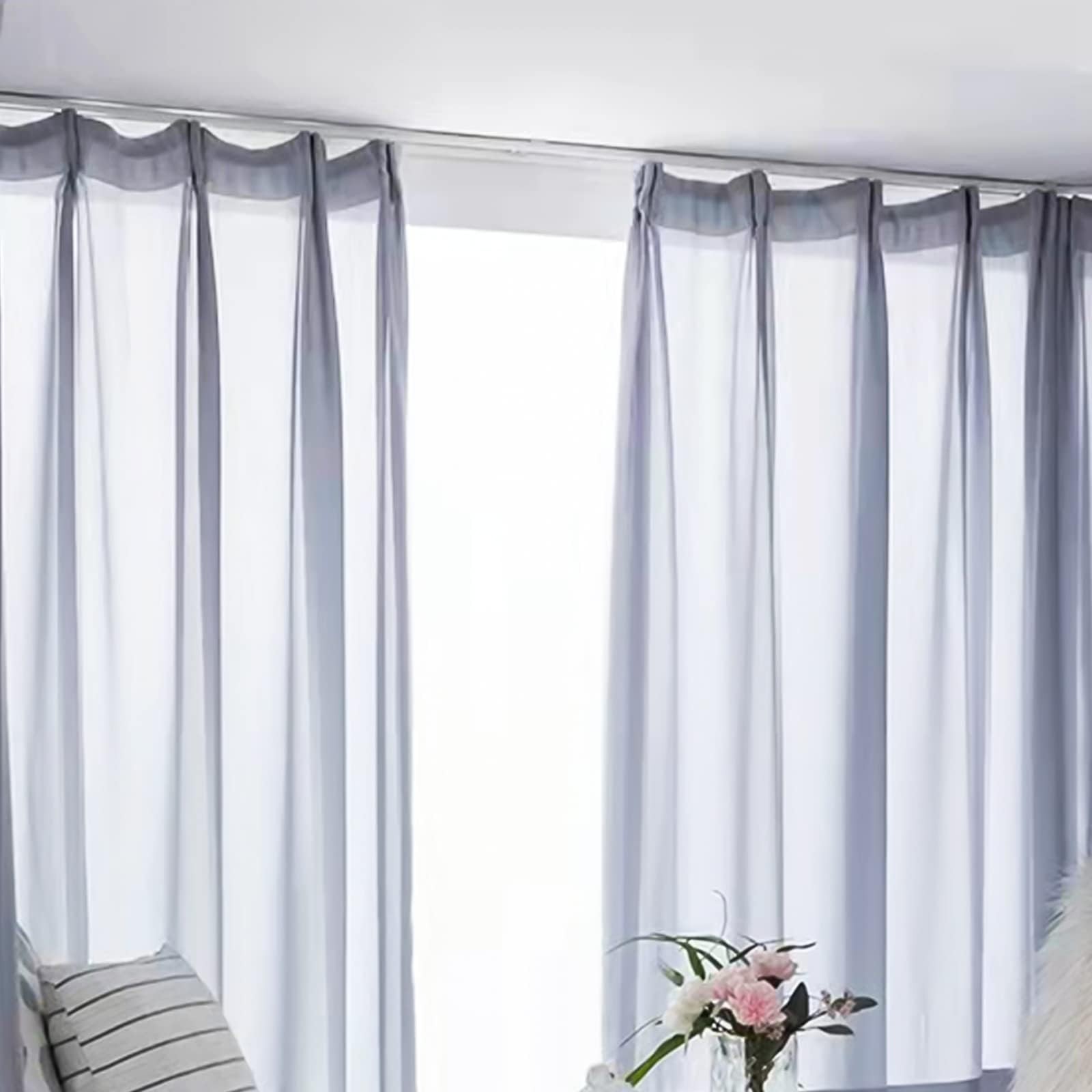 6ft Ceiling Track for Curtains, Never Rust & Enough Rollers and Hooks & Slide...