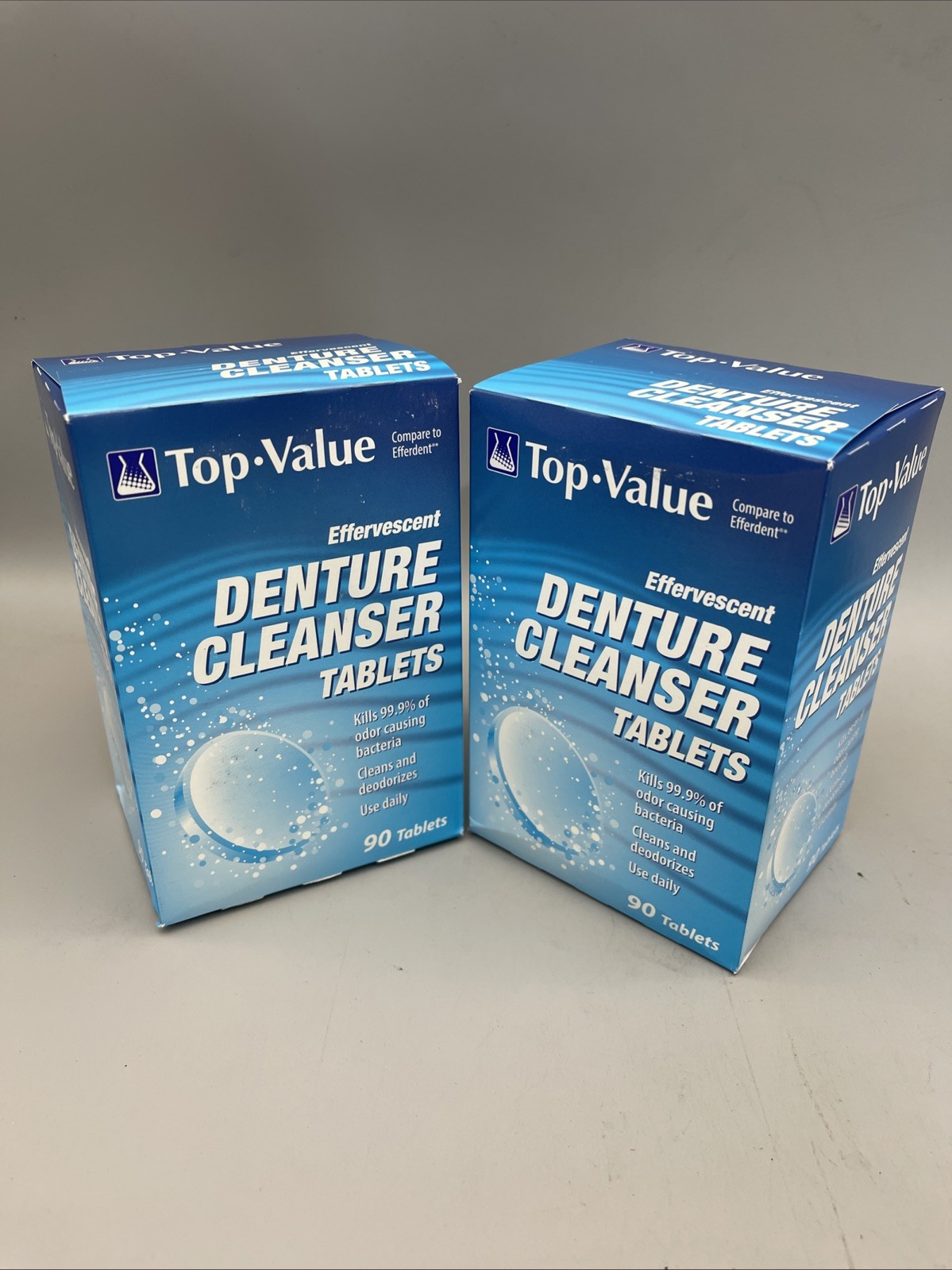 2 Pack Top-Value Effervescent Denture Cleanser Tablets - 90 Tablet Each