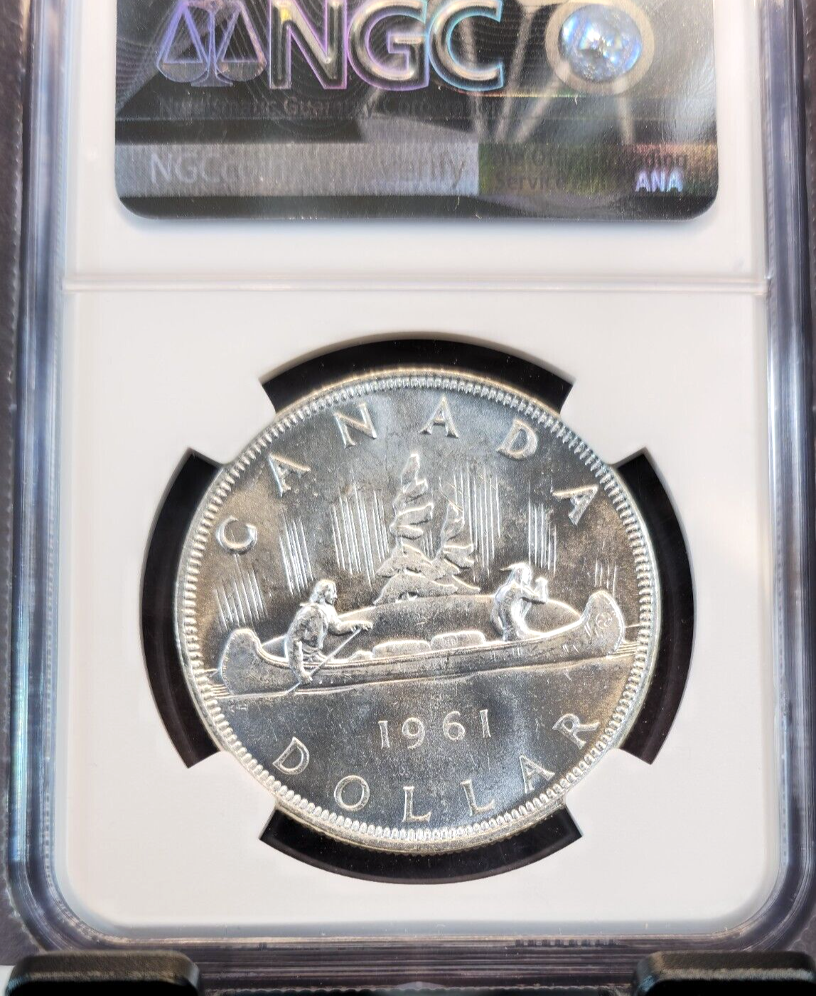 1961 CANADA SILVER 1 DOLLAR S$1 ELIZABETH II NGC MS 63 NICE LUSTER