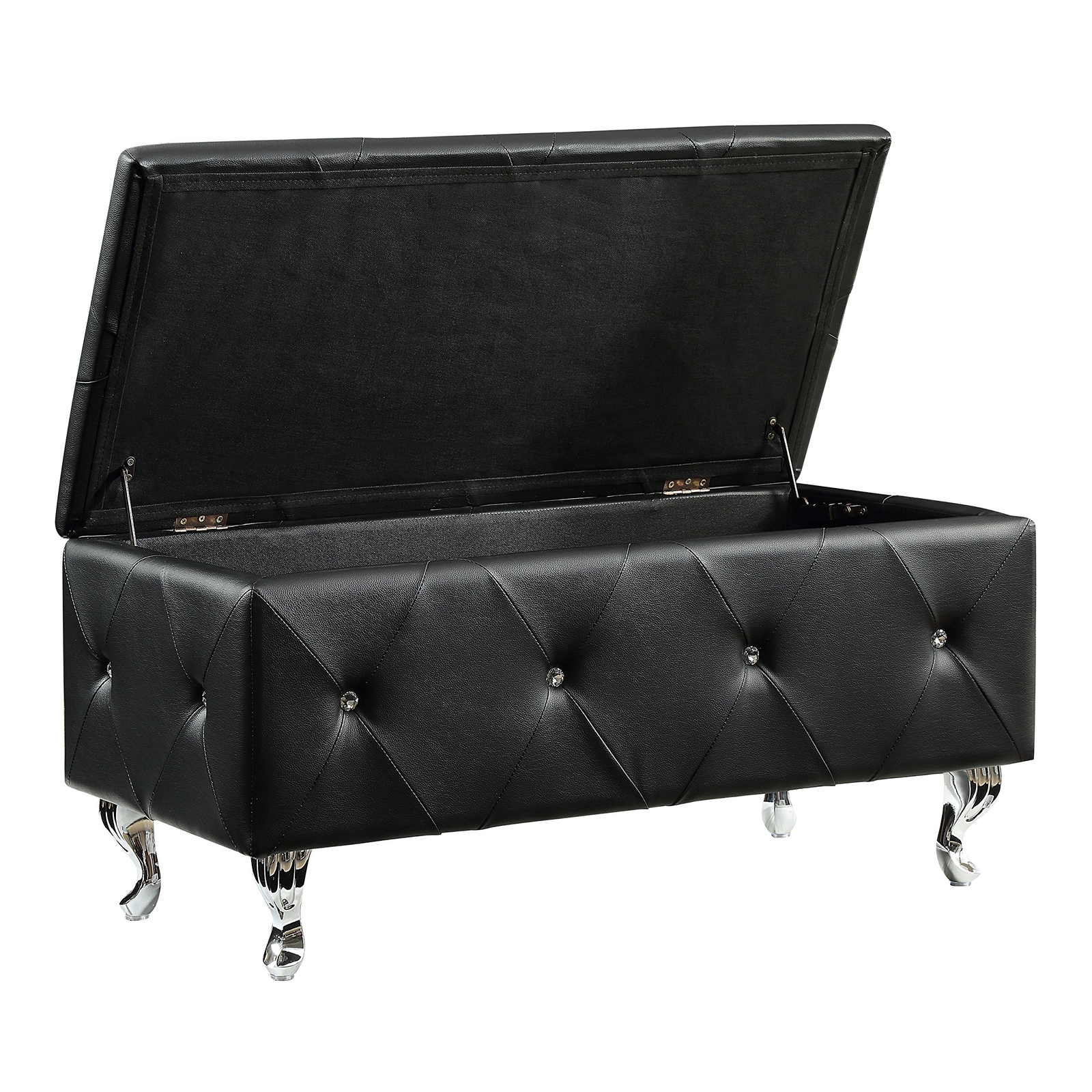 Christies Home Living Crystal Tufted Storage Bench (Black)