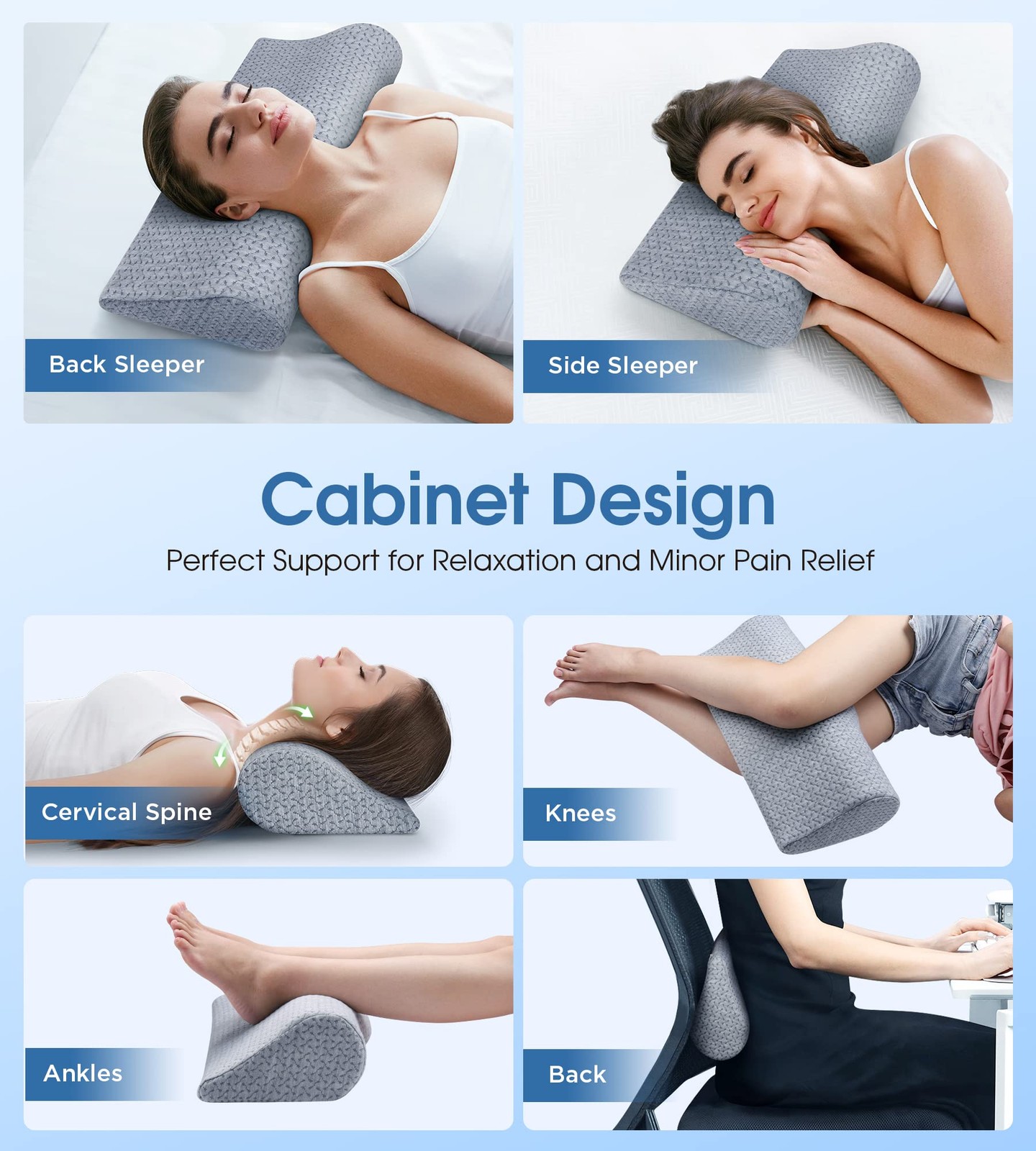 Cervical Neck Pillows for Pain Relief Sleeping, High-Density Memory Foam Pillow