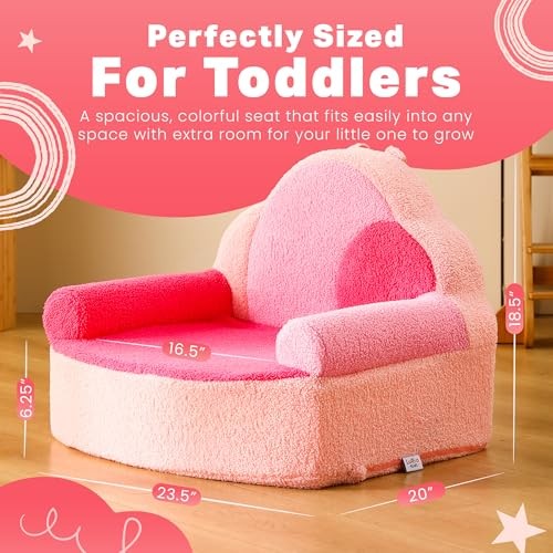 Toddler Foam Chair | Cute Pink Soft Lounge Chair for Toddler Girls Ages 1–4 |