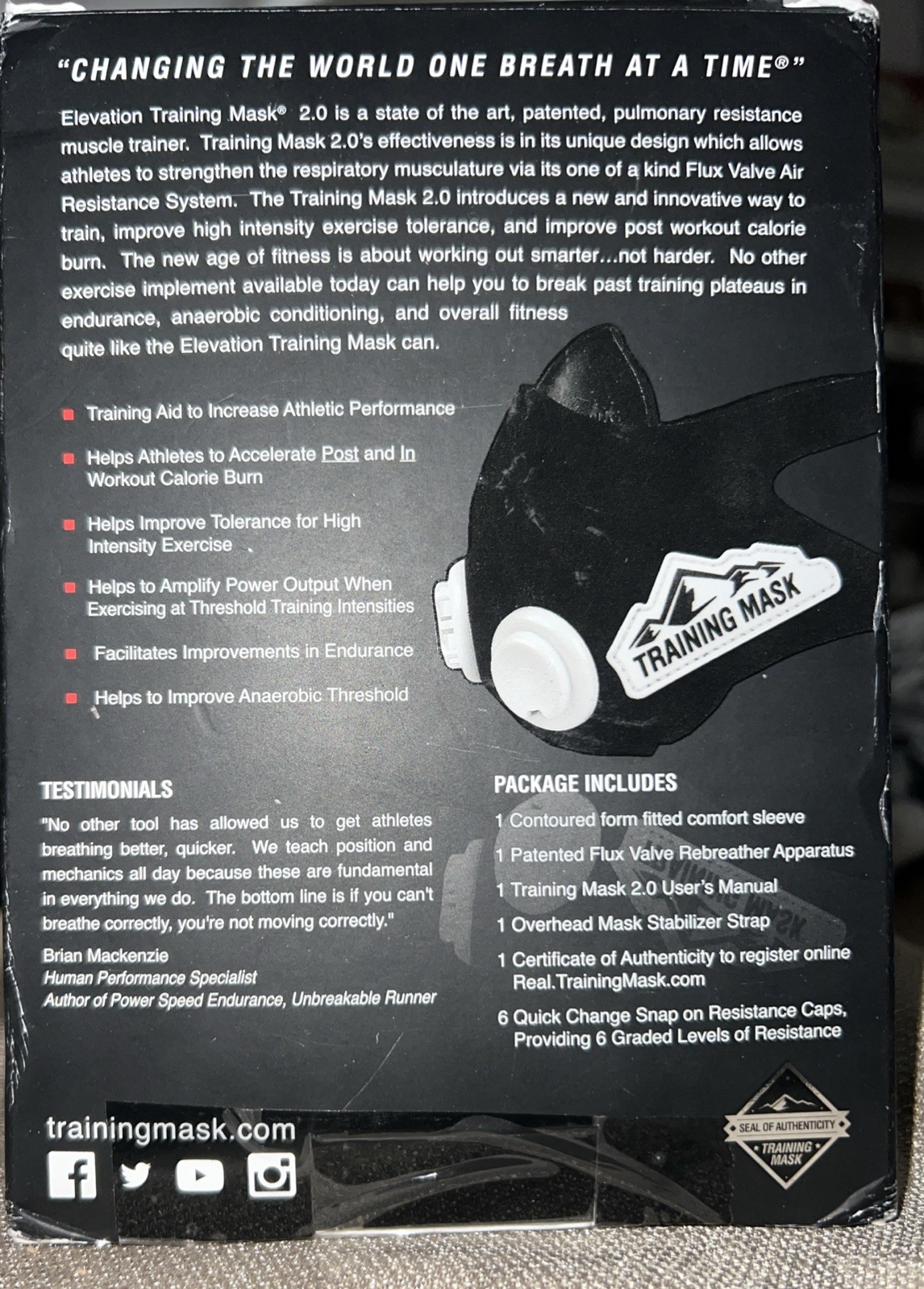 Authentic Elevation Training Mask 2.0 Small (100-149 Lbs) High Altitude