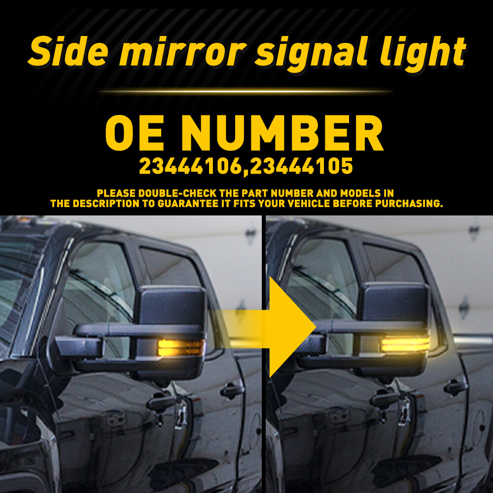 For 14-18 Chevy Silverado GMC Sierra Tow Side Mirror Signal Light Switchback LED