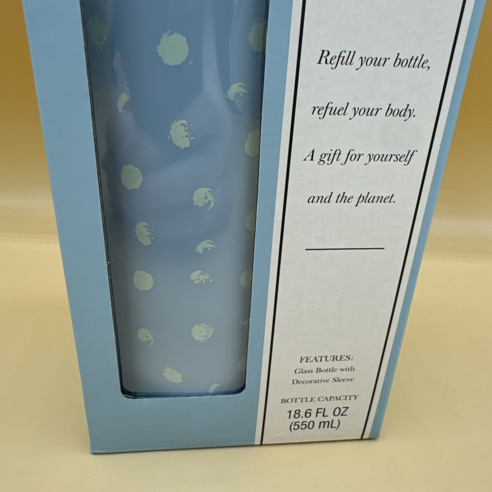 Everybeing Blue Glass Water Bottle 18.6 Oz- New