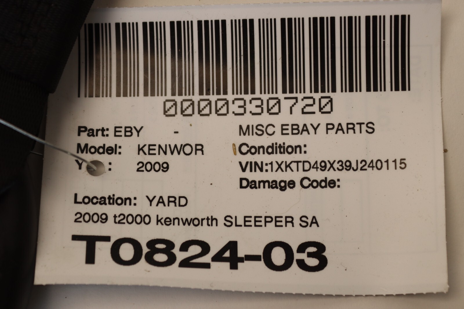 1996-2010 KENWORTH T2000 SLEEPER BUNK MESH NET BRINGING SAFETY OEM
