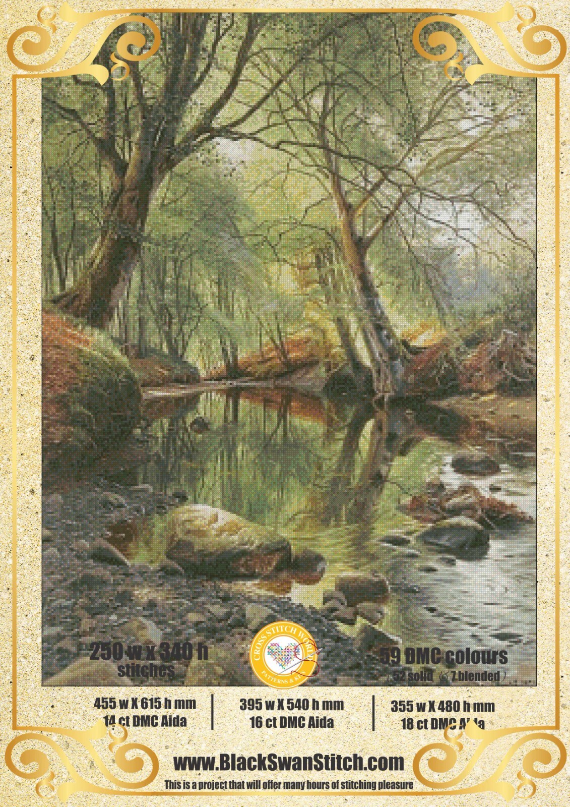 A woodland stream 735 Chart Counted Cross Stitch Pattern