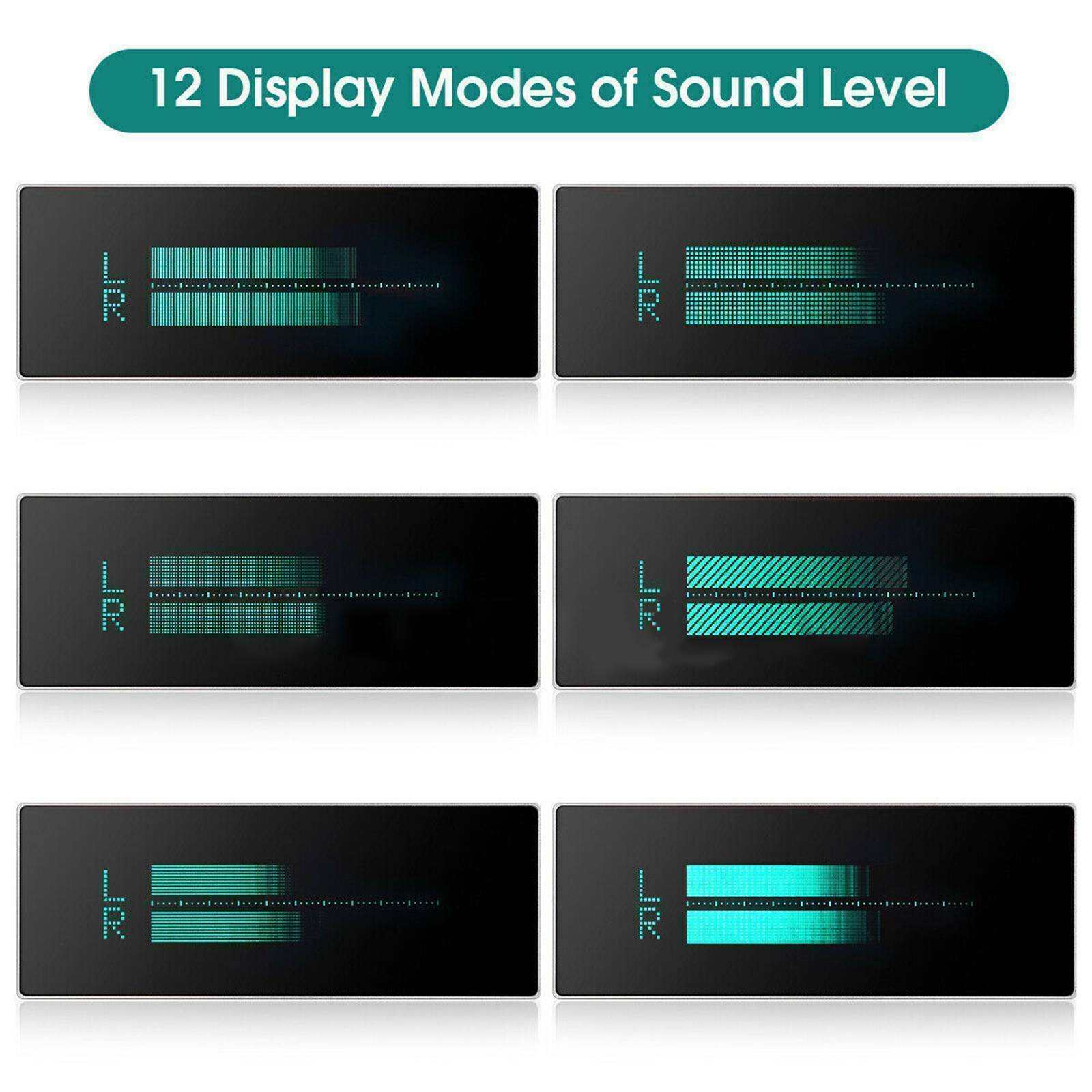 VFD Clock VU Meter Music Spectrum Display Dot Matrix Sound Level Indicator Grey