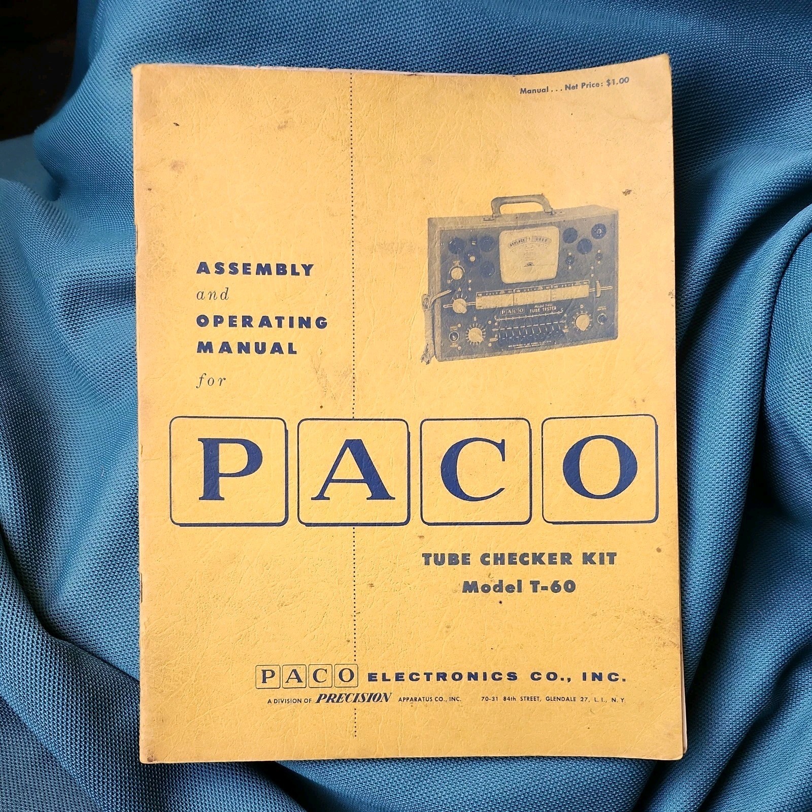 Paco T60 T-60 Tube Tester Kit Manual original print 1957