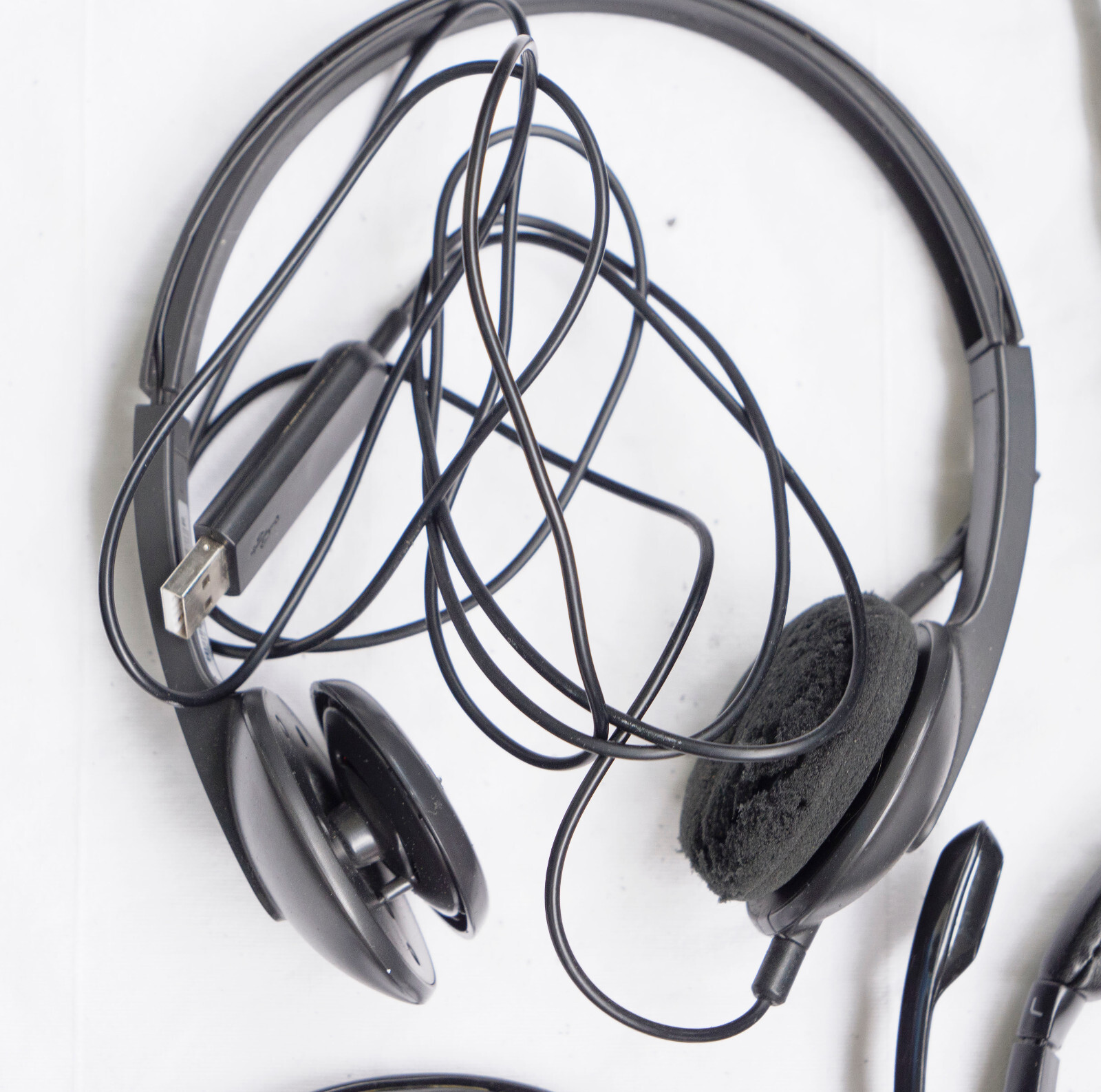 Logitech USB Wired Headset lot, USED bad shape