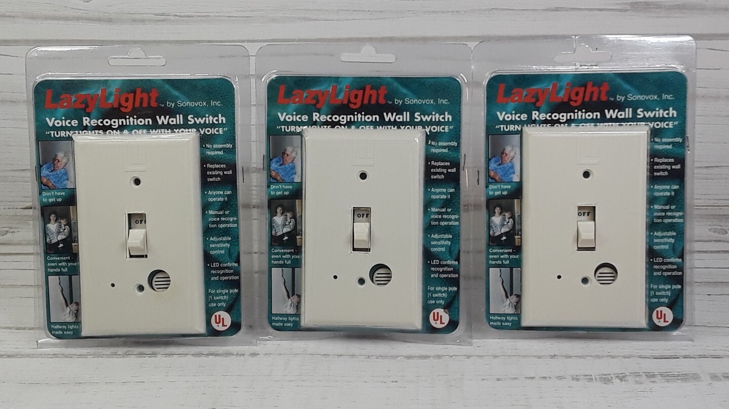 New Lot Of 3 Lazy Light Voice Activated Recognition Wall Light Switch By Sonovox