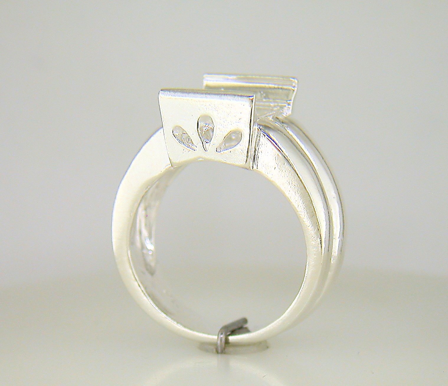 10 mm Square Fancy Plate Set Ring Setting Sterling Silver