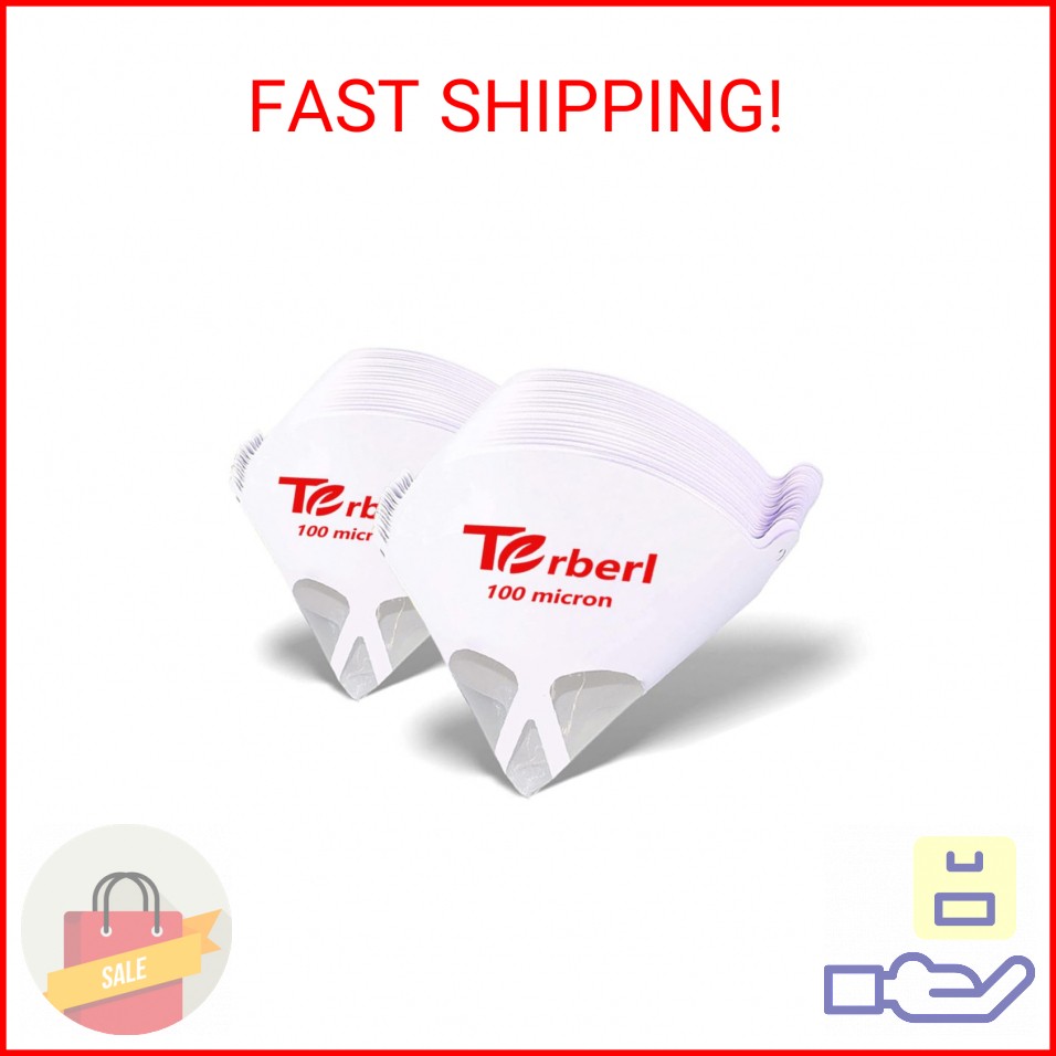 Terberl 100 Pack 100 Micron Paint Cone Paint Strainers, 100 Micron Paint Filter