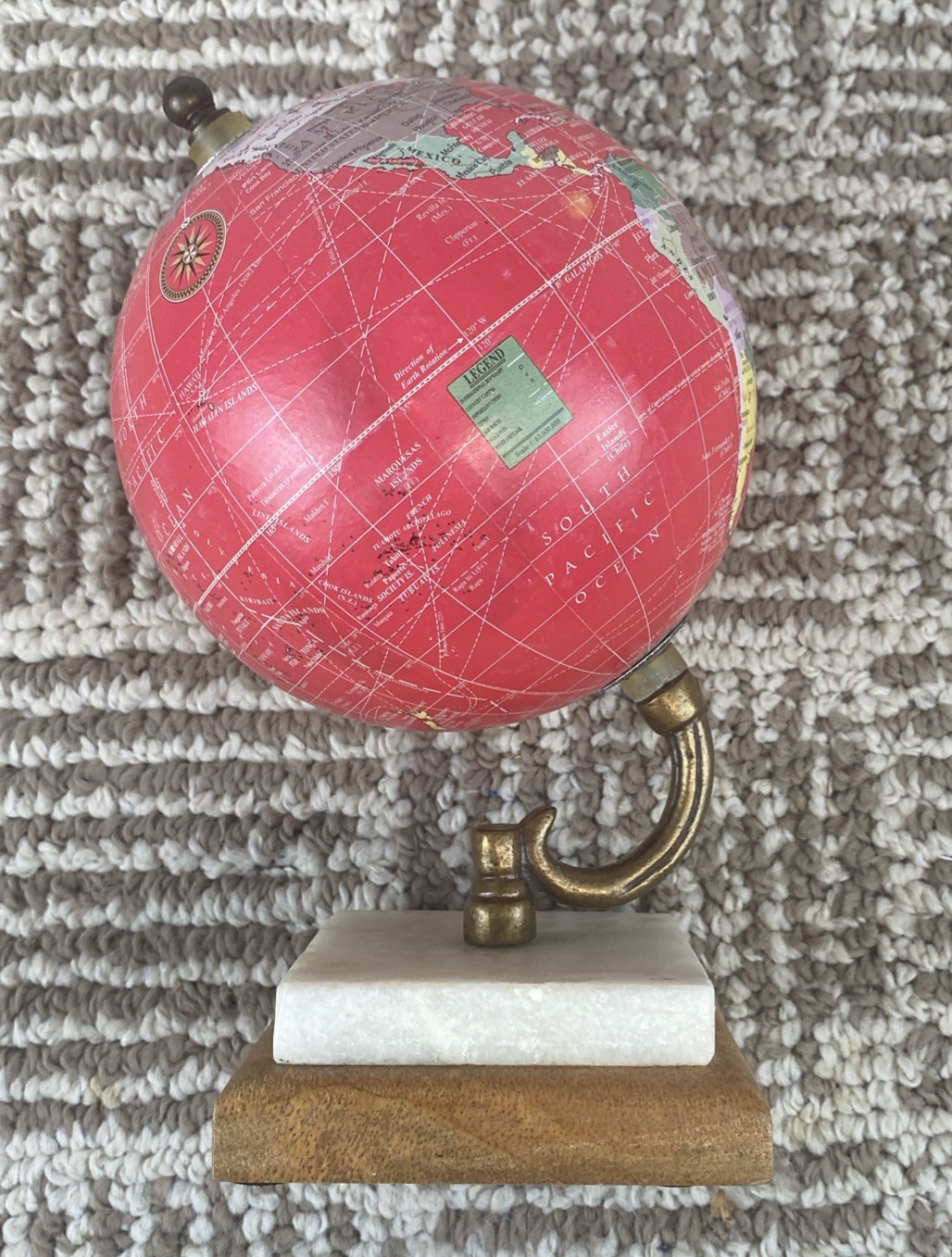 Small Vintage Style Decorative Desktop World Globe Marble Base