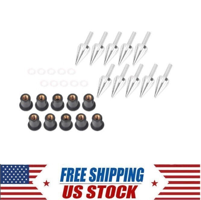 10xWindscreen Windshield Spike Bolts for Yamaha for Kawasaki  Silver US