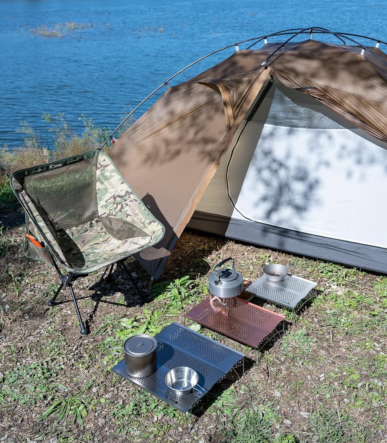 iClimb Mini Solo Folding Table Ultralight Compact for Mini, Silver