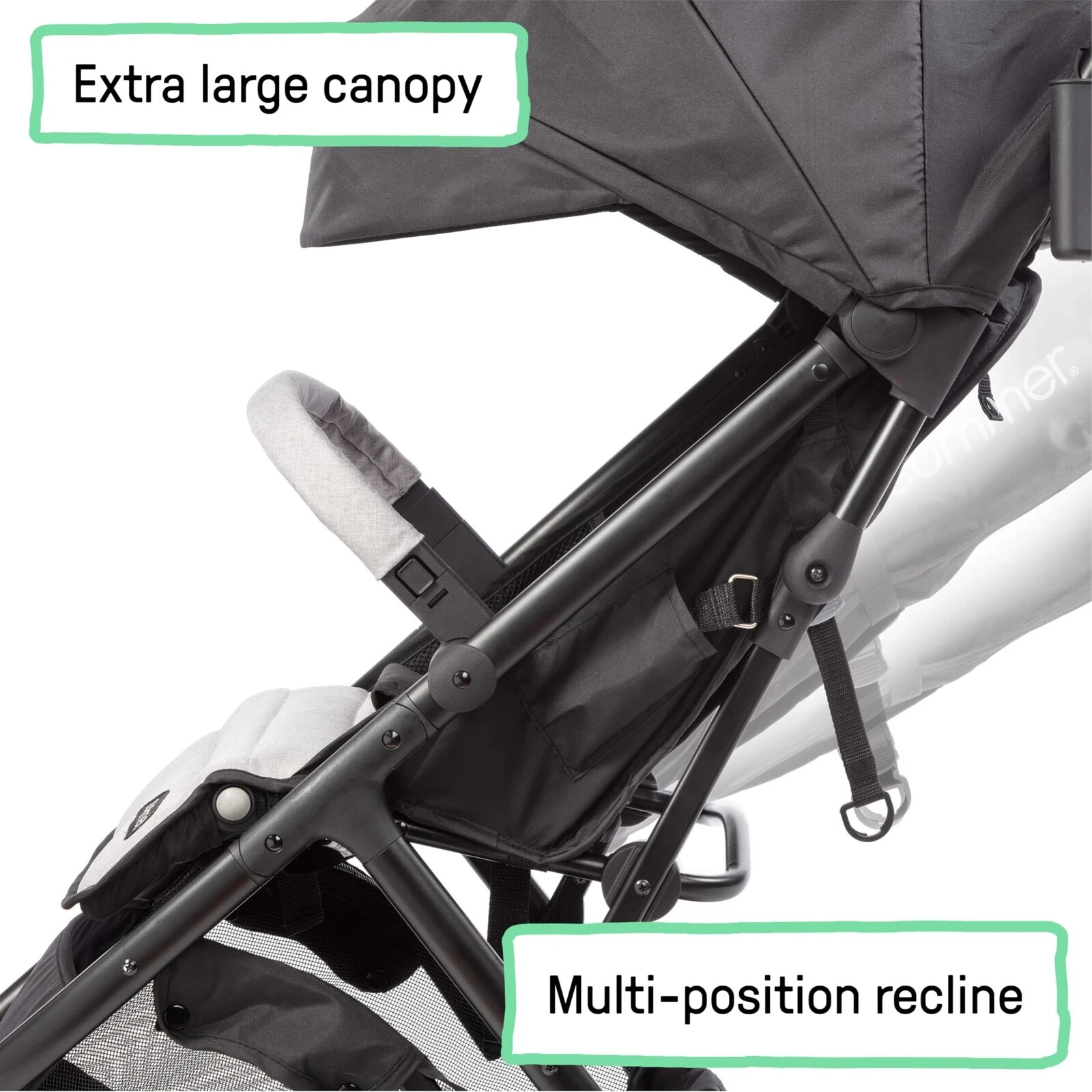 Ingenuity 3Dquickclose CS+ Compact Fold Stroller with Oversized Canopy Gray