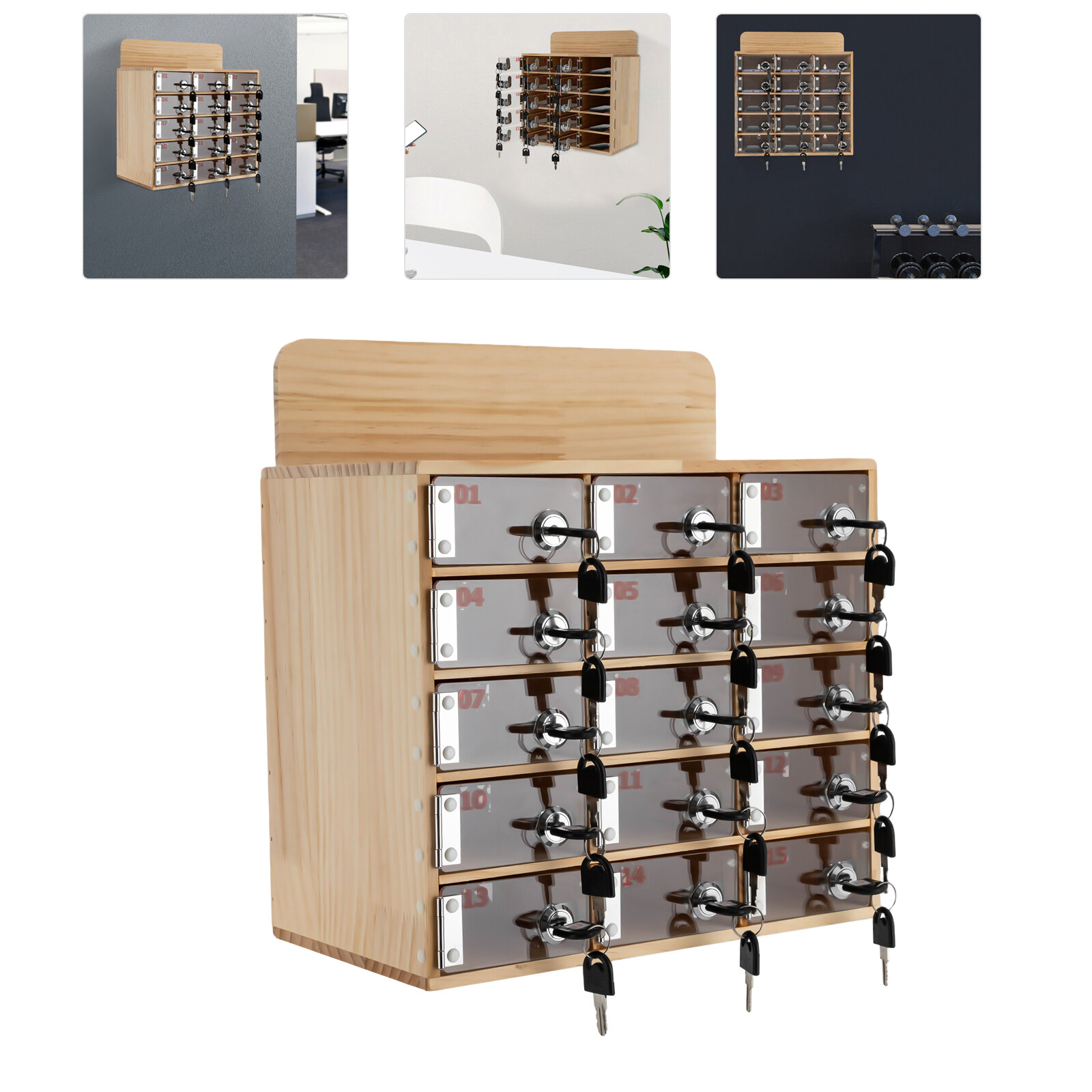 15 Slots Cell Phone Storage Station Locker Cell Phones Cabinet Box Lockable Keys