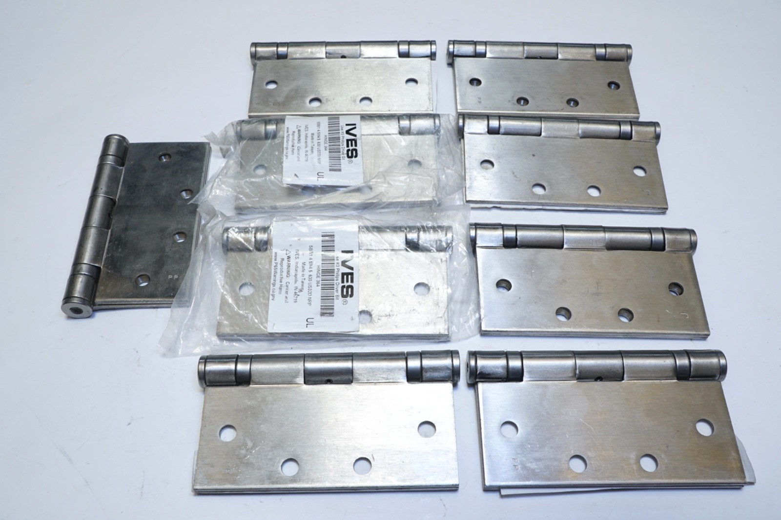 NO SCREWS! Lot 9 Ives HINGE.364 Squared Edge Hinge Satin Chrome Steel 4.5"x4.5"