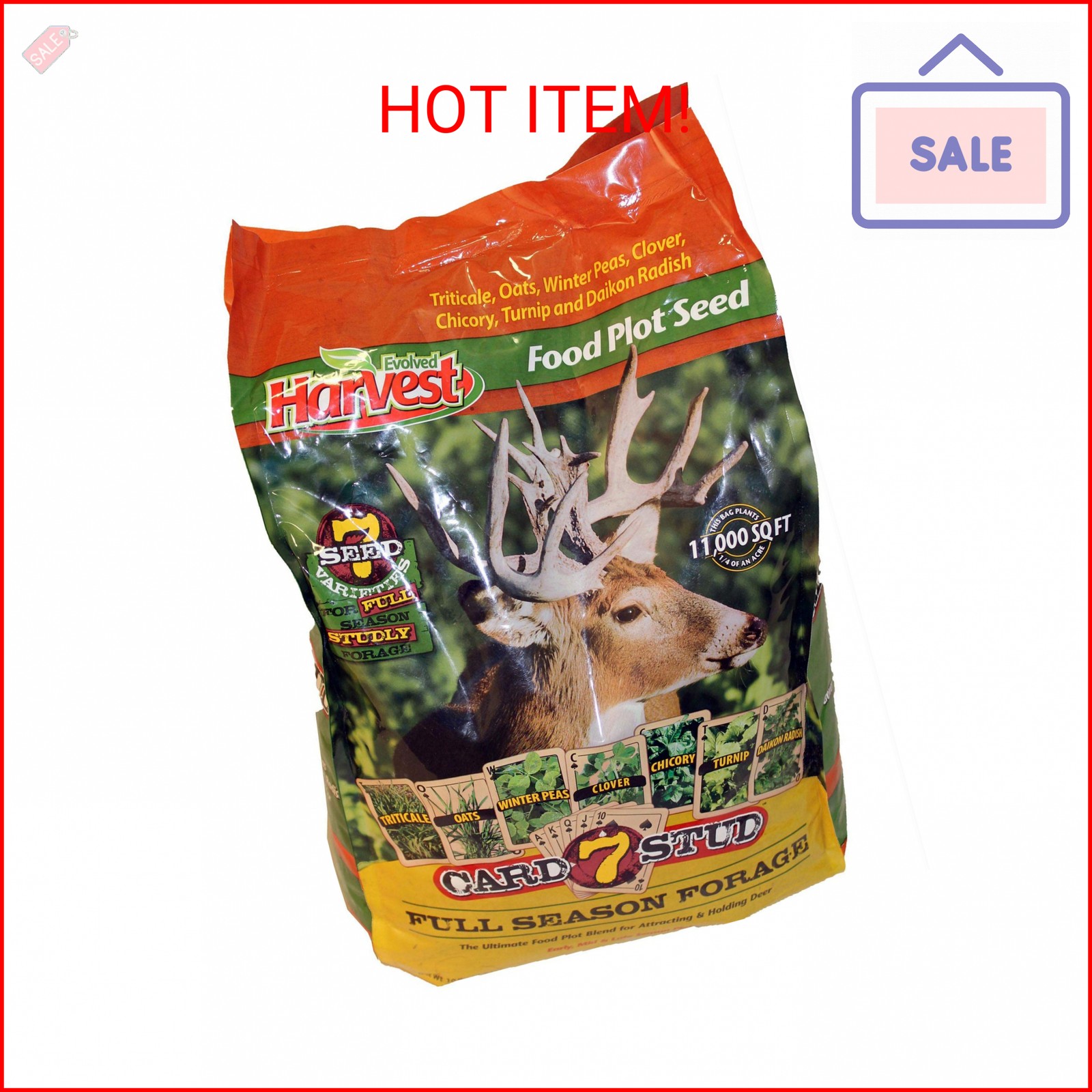 EVOLVED HARVEST 7 Card Stud Adaptive Food Plot Seed - Full Season High-Protein &