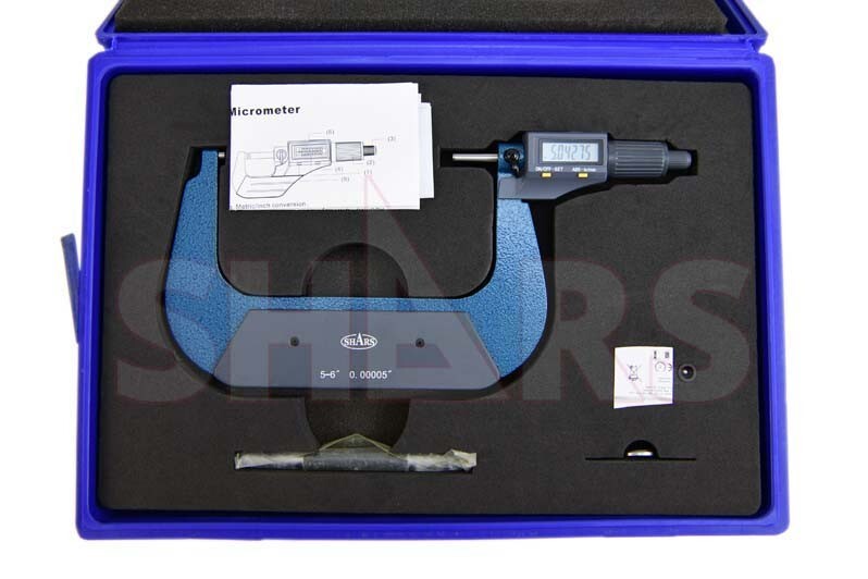 Shars 5-6" Solid Metal Frame Electronic Outside Micrometer ±0.0002" NEW M]