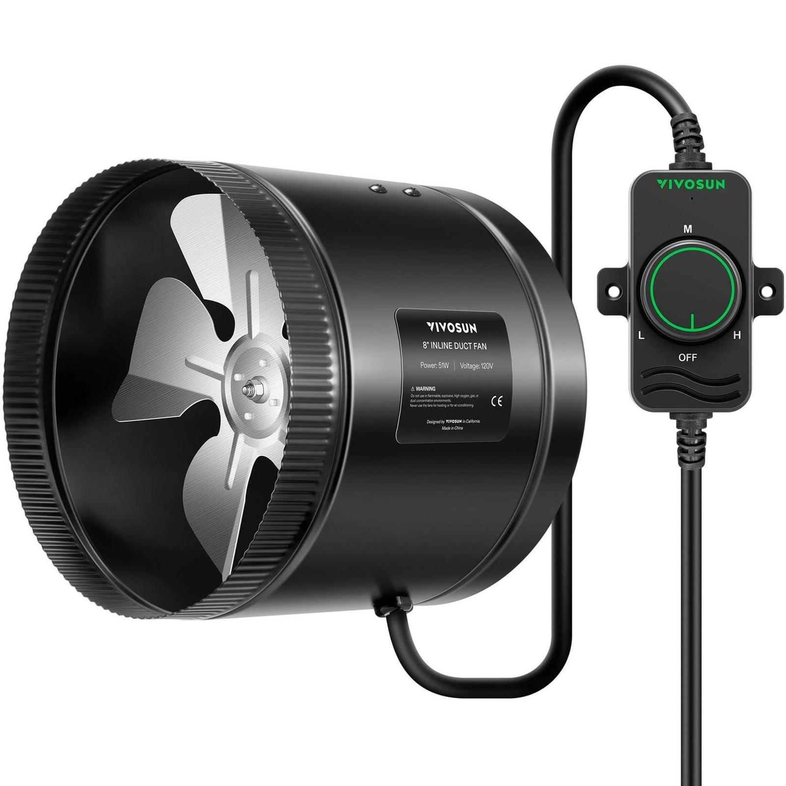 4” Inline Booster Duct Fan 106 CFM w/ Speed Controller HVAC Vent Low Noise