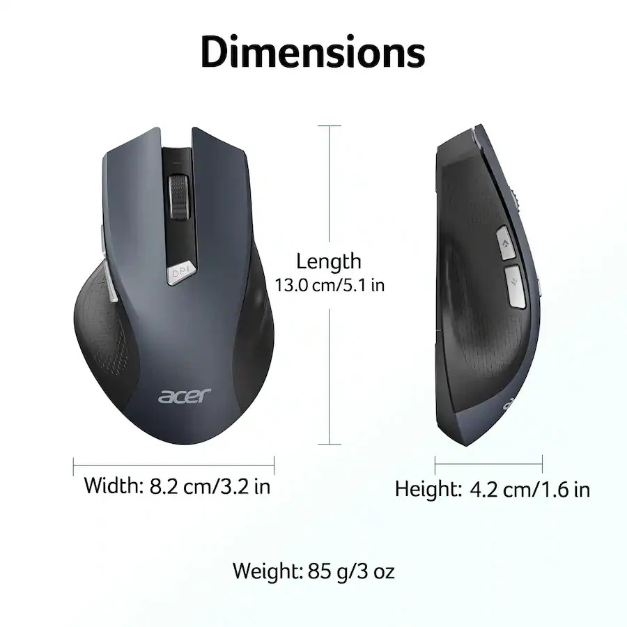 Acer Wireless Mouse for Laptop 2.4GHz Computer Mouse 3 Adjustable