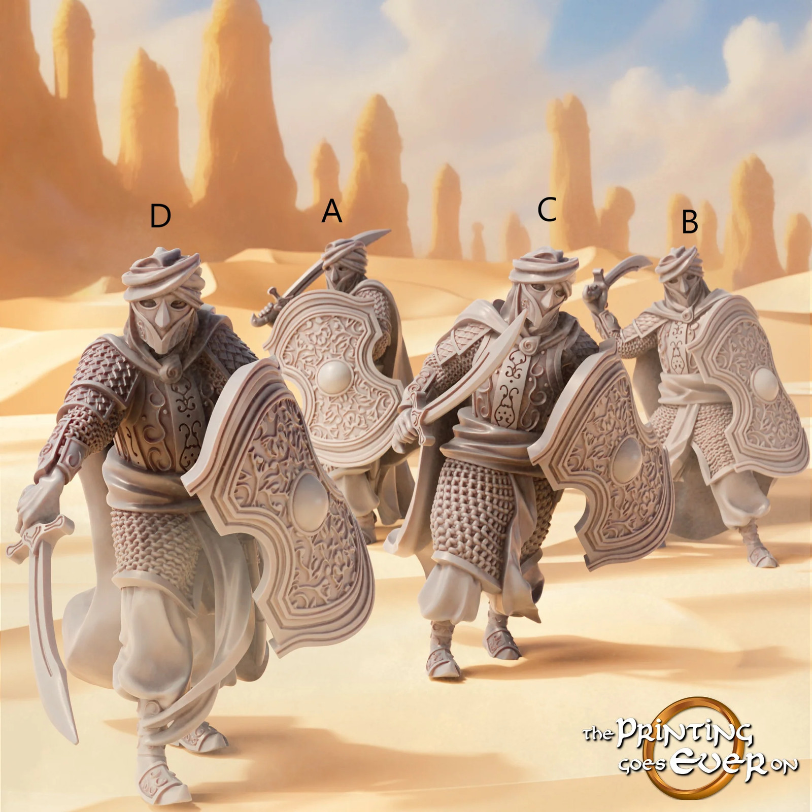 Easterner Swordsmen Set (Set of 4) - 28-32mm - Resin Tabletop Miniatures
