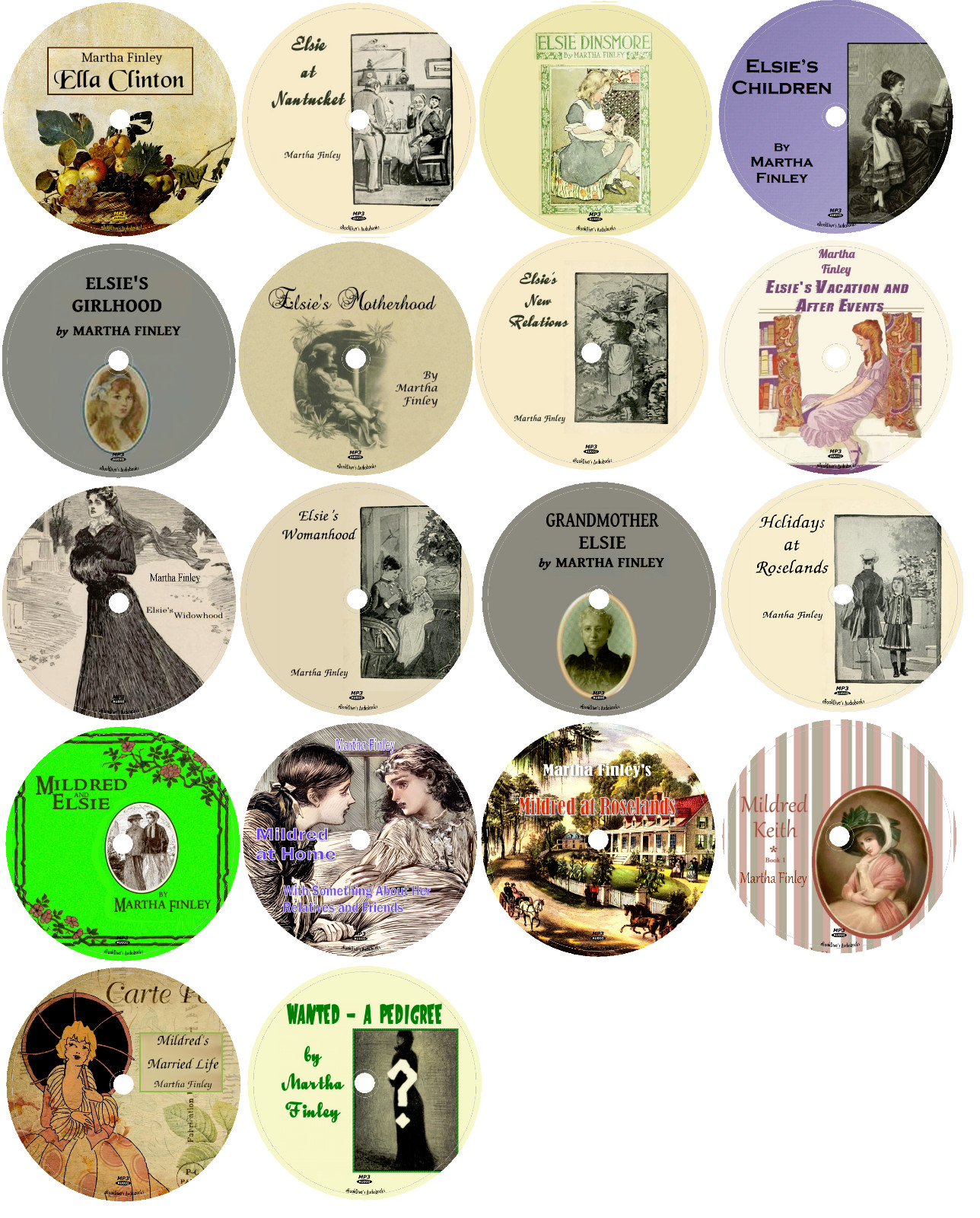 Martha Finley (Farquharson) 18 Audiobooks Elsie Dinsmore in 18 MP3 CDs