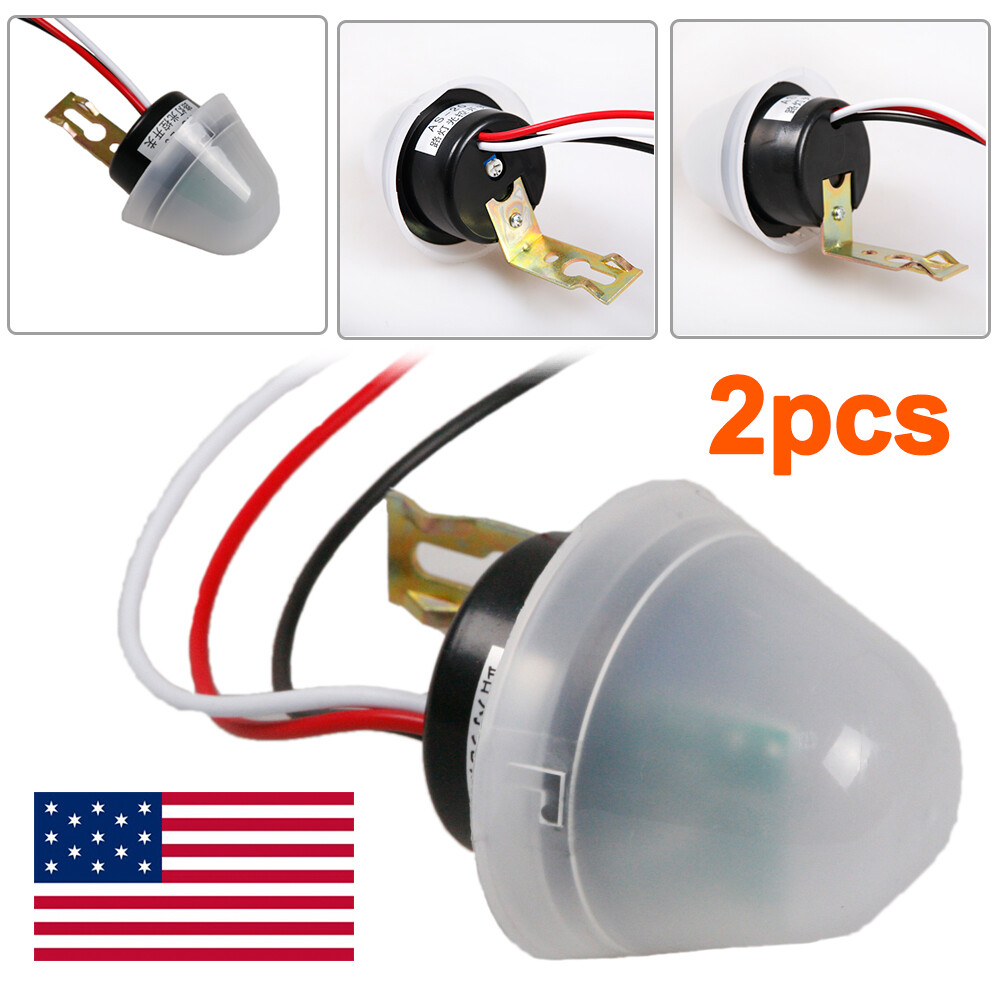 2PC AC/ DC 12V Ajustable Auto On Off Light Switch DC AC Photo Control Sensor US