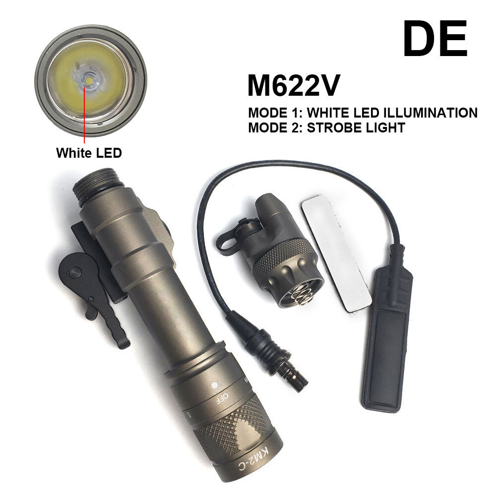 M622V Tactical Flashlight With Remote Switch LED Light Combo Strobe For Rifle