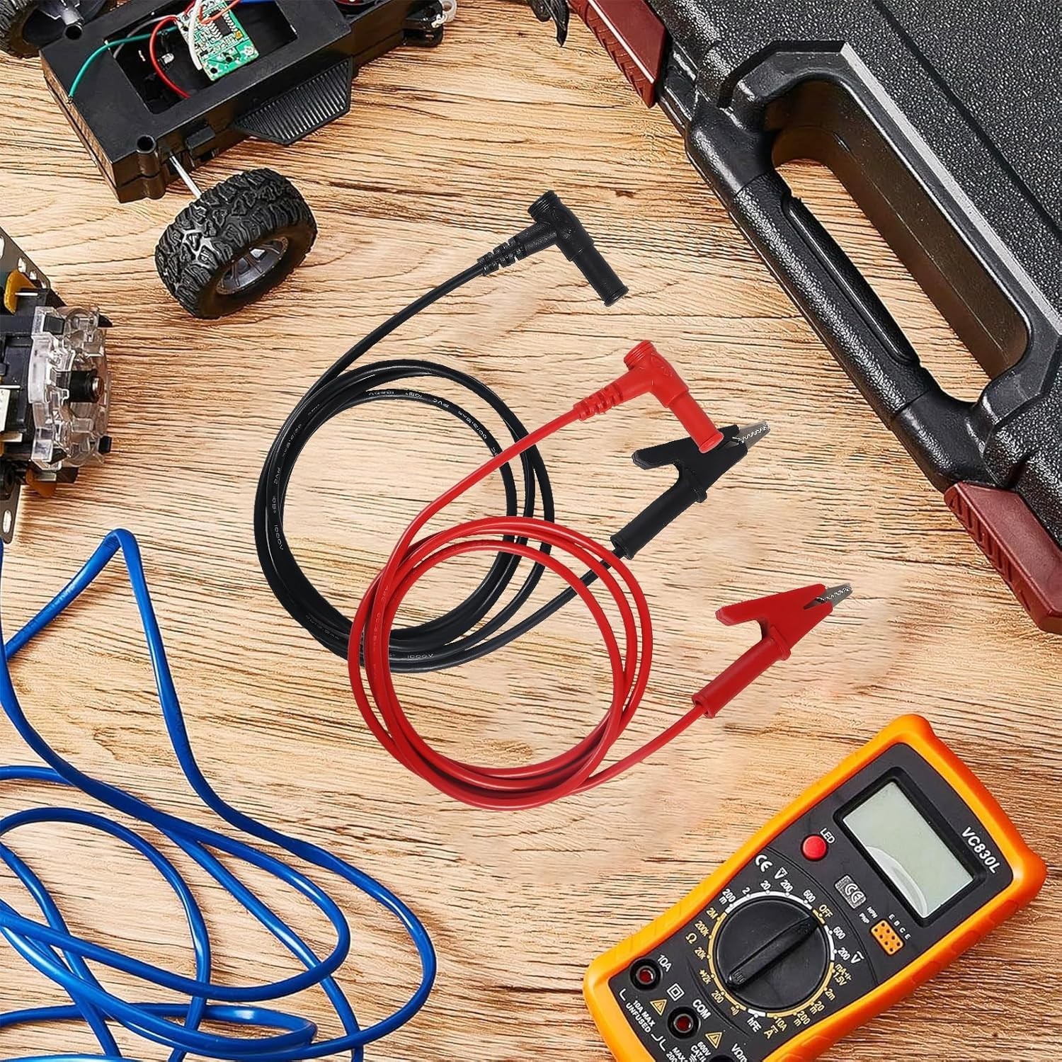 2pcs Multimeter Leads Banana Plug Right Angle to Alligator Clips Soft Cable...