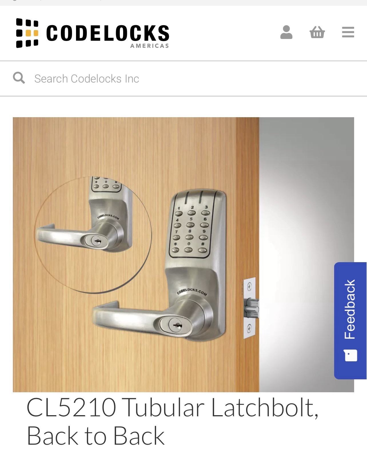 Codelocks CL5210 Electronic Keypad Deadlatch Lock Grade 2 w/ Key – Open Box