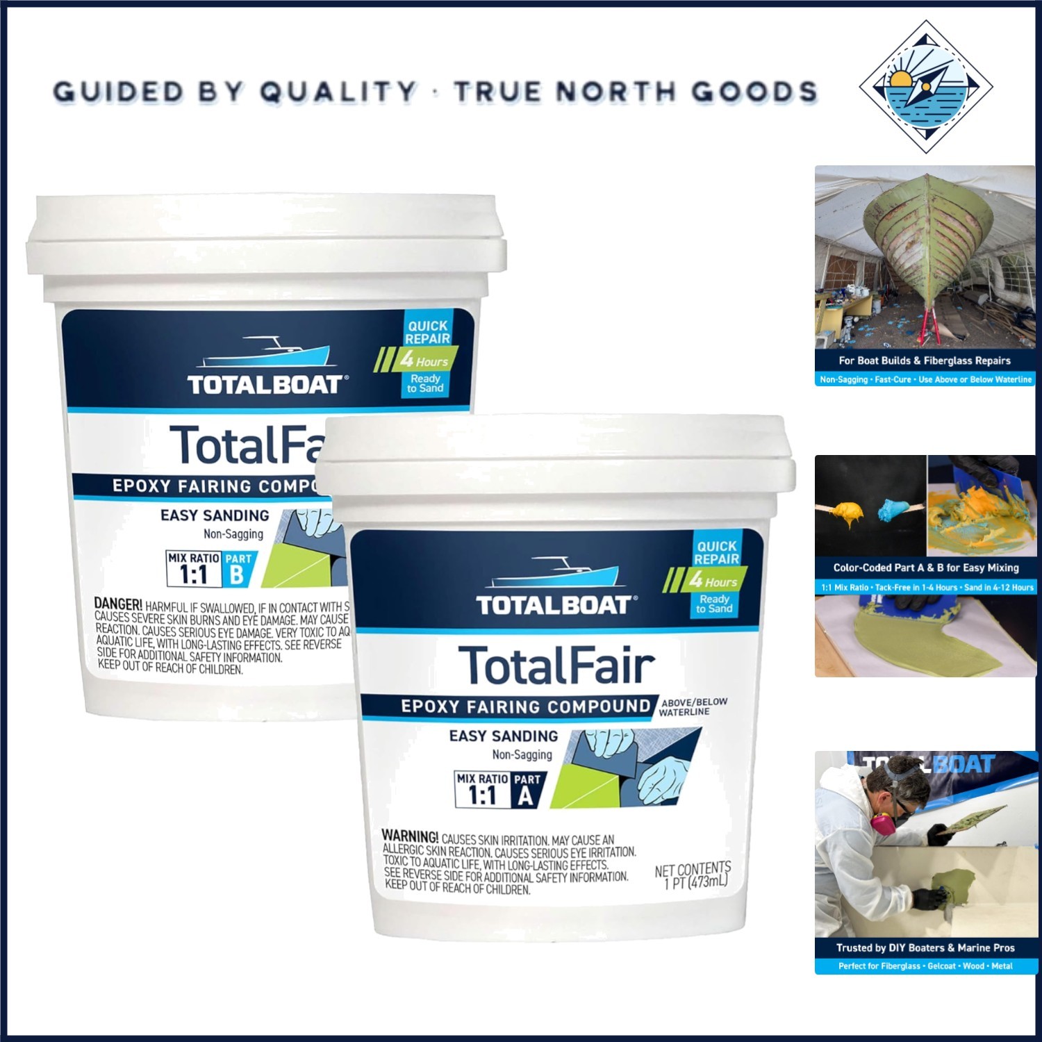 Waterproof Epoxy Filler for Fiberglass, Wood, Aluminum and Steel, Fast Drying