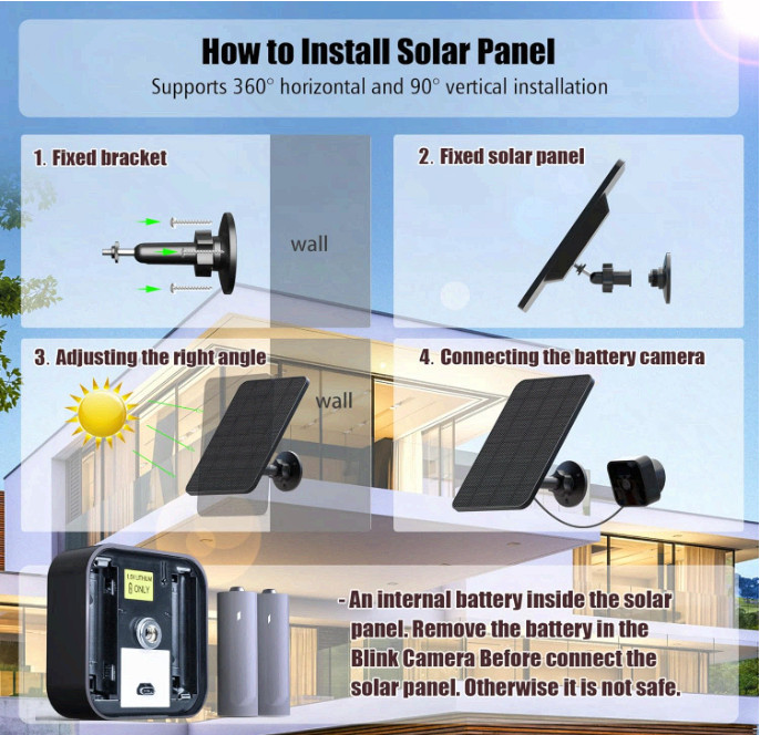 4-Pack Solar Panel for Blink Outdoor XT2/XT3/4 Camera w/Mount & 13.1ft