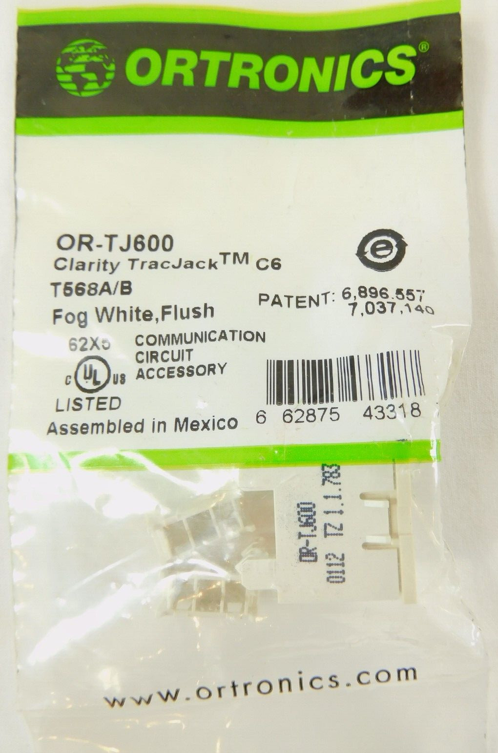 Clarity TracJack Cat6 TJ600 T568A/B OR-TJ600 Ortronics - Fog White
